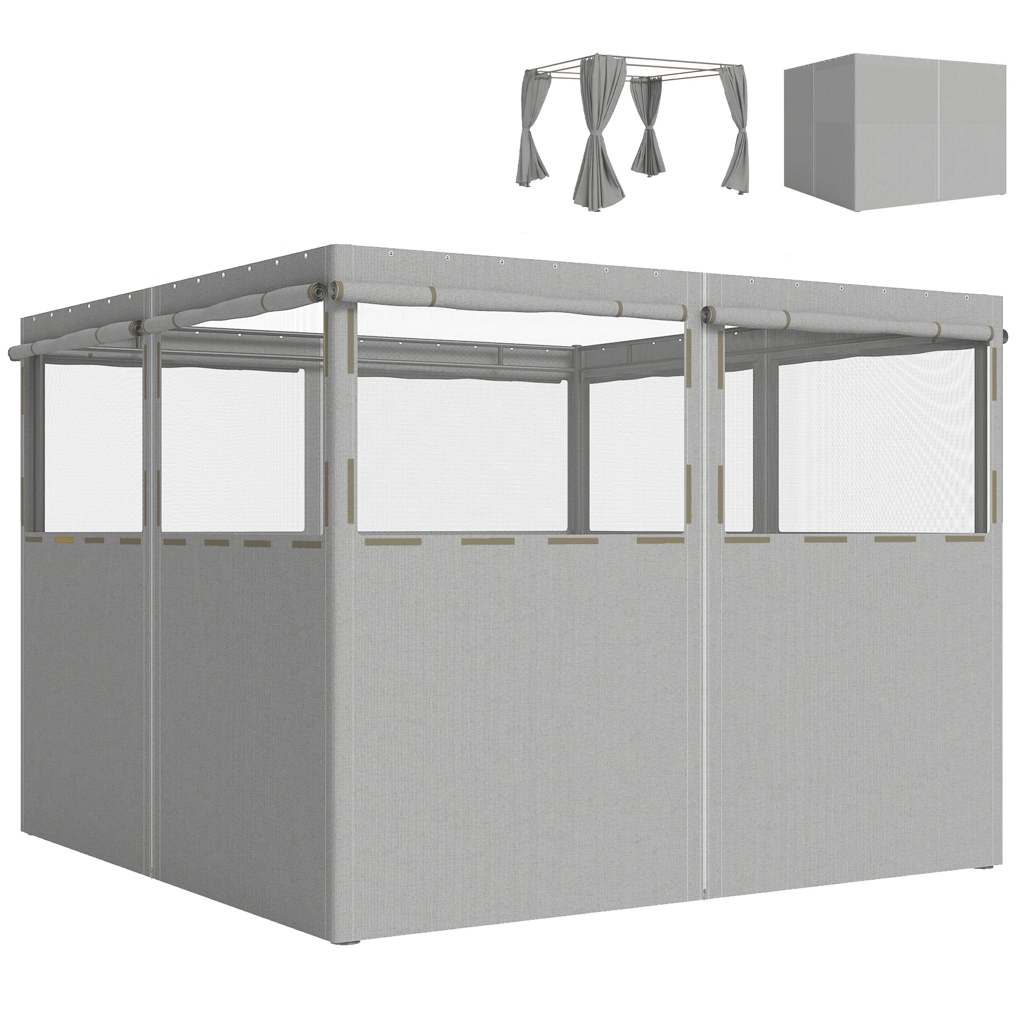 Outsunny 4 Paredes Laterales Para Cenador 3x3 M Protección Uv 30+ Gris Claro