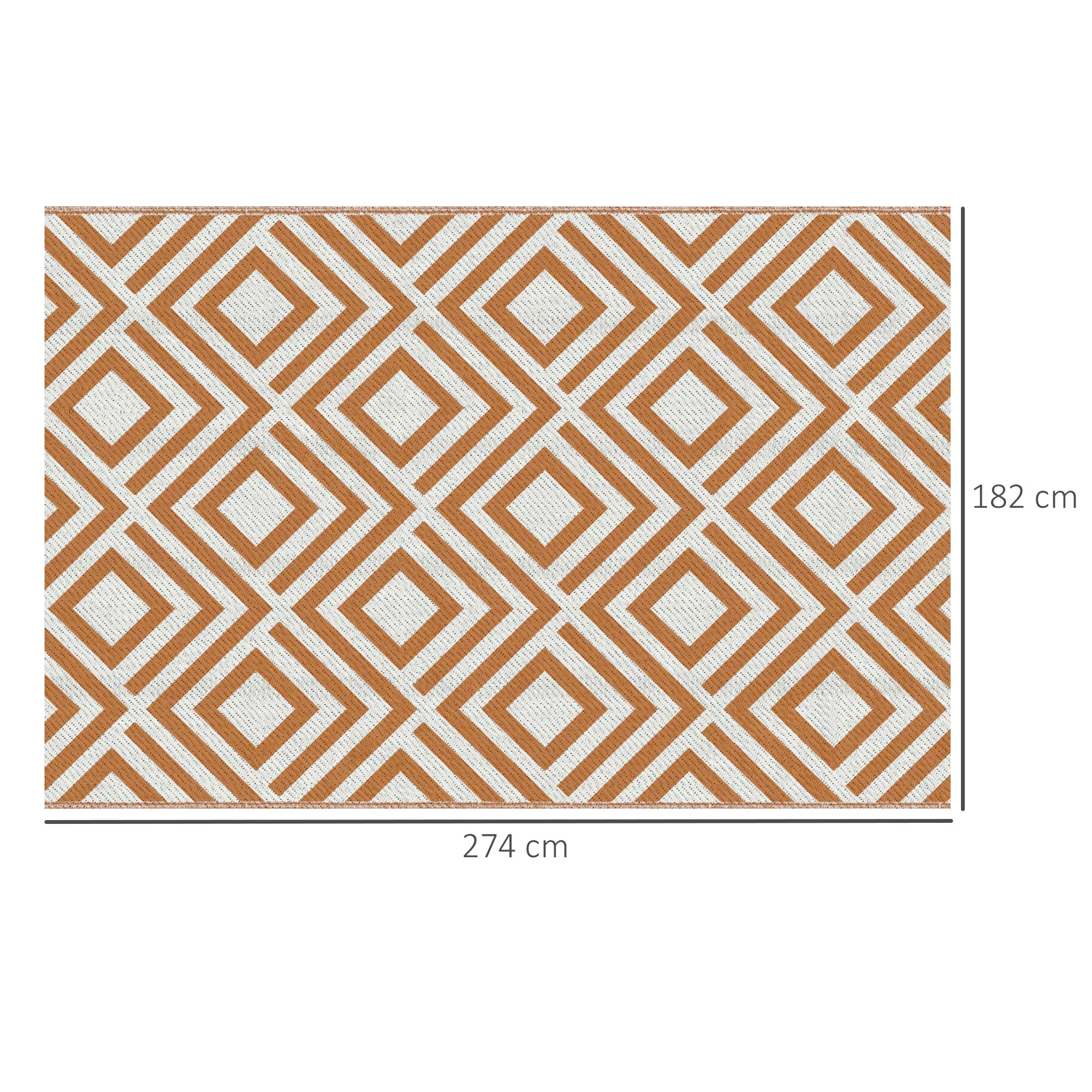 Outsunny Alfombra Exterior Reversible 182x274cm Para Terraza Balcón Patio Rojo - Image 3
