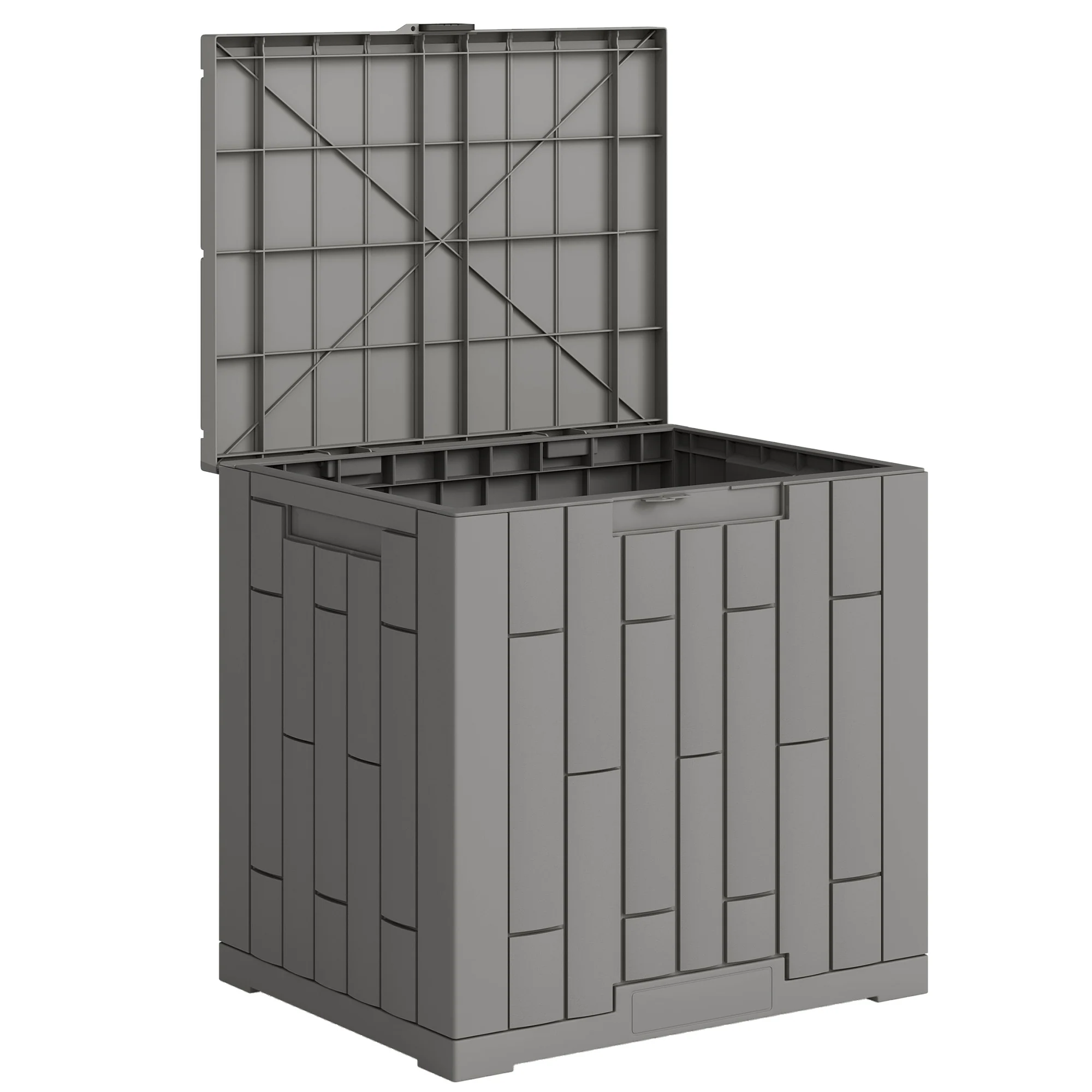 Outsunny Arcón Exterior 114l De Pp Con Cerradura Resistente Al Agua Anti-uv Gris