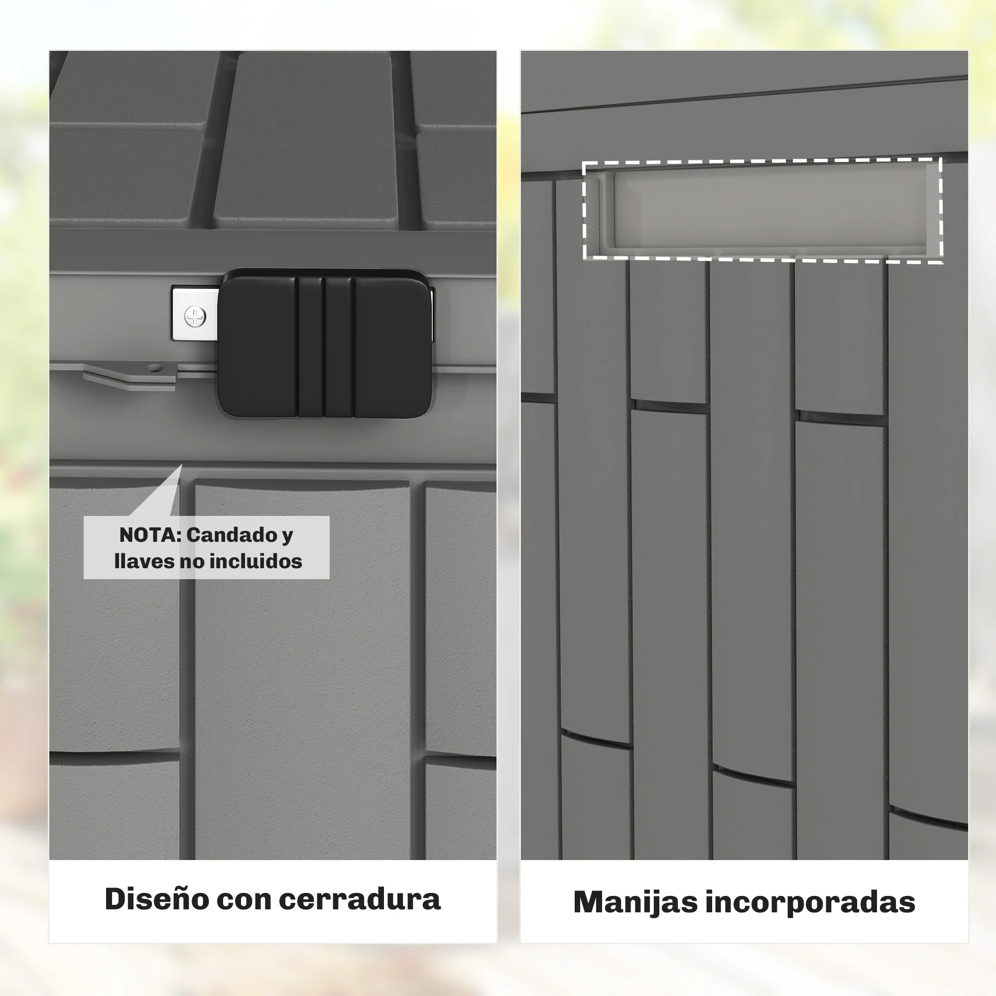 Outsunny Arcón Exterior 114l De Pp Con Cerradura Resistente Al Agua Anti-uv Gris - Image 6
