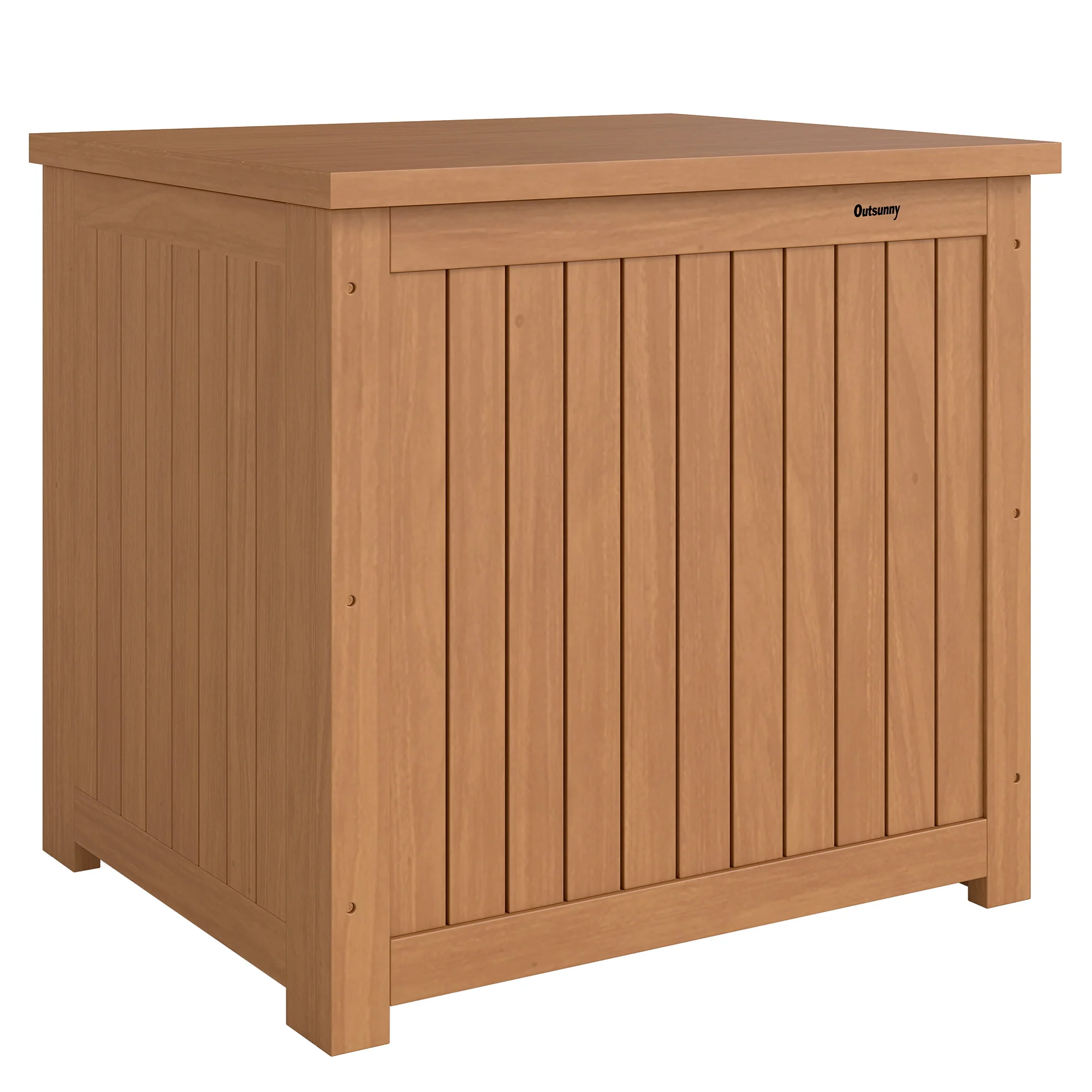 Outsunny Arcón Exterior De Madera 130l Con Forro Y Tapa Con Bisagras Marrón