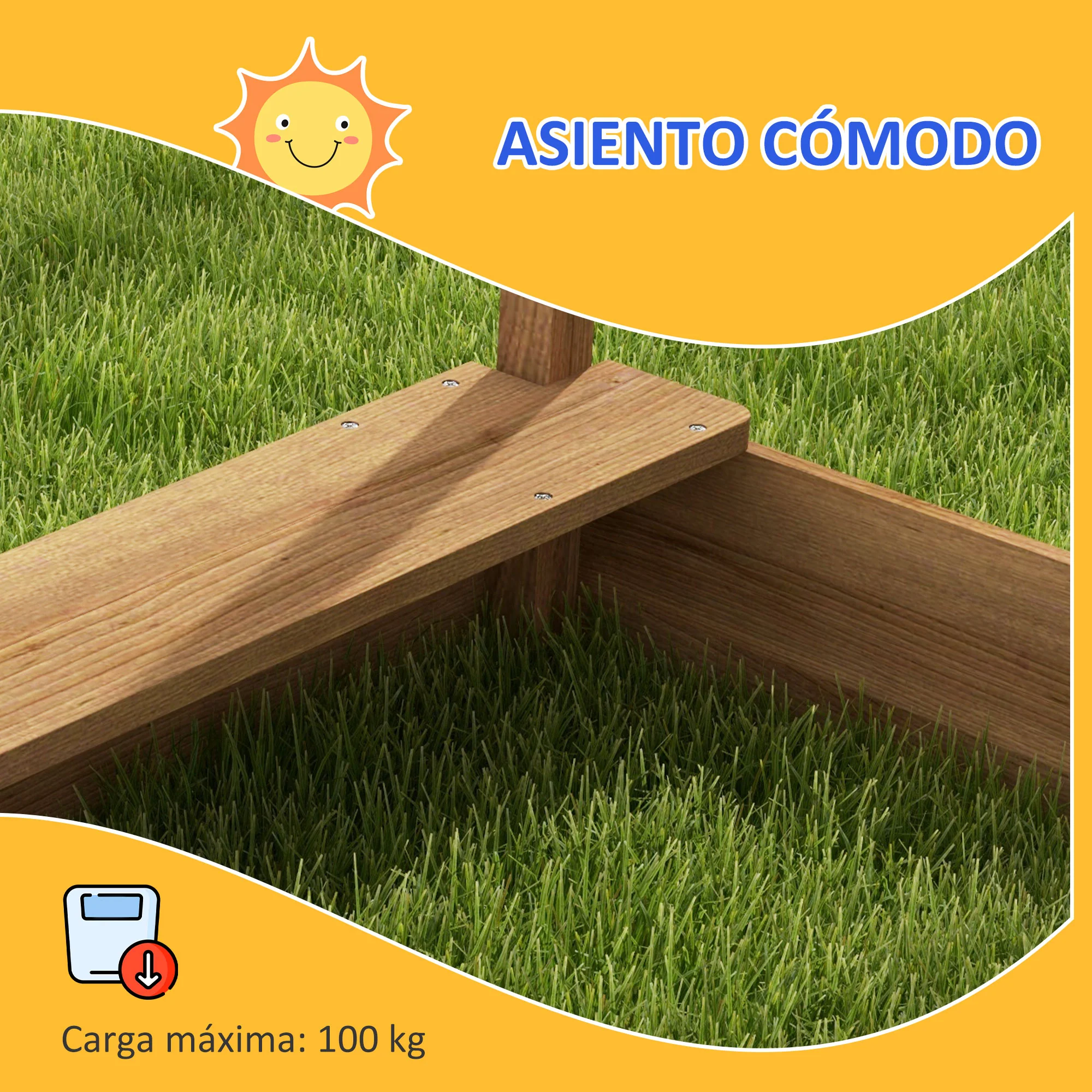 Outsunny Arenero Para Niños De Madera Con Toldo 124x116x146 Cm Marrón - Image 6