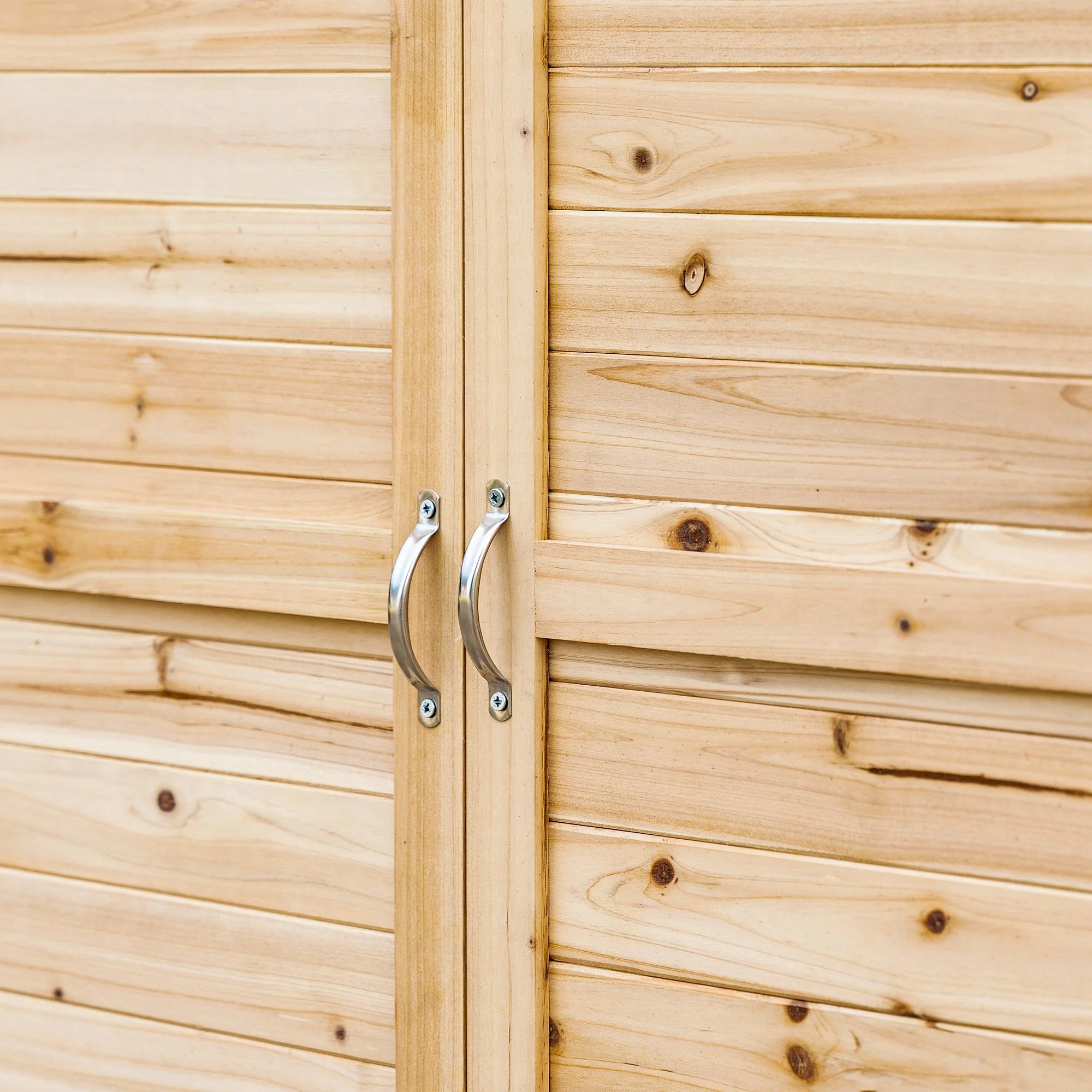 Outsunny Armario De Jardín De Madera Con 2 Puertas Estante 83x40x92 Cm Natural - Image 5