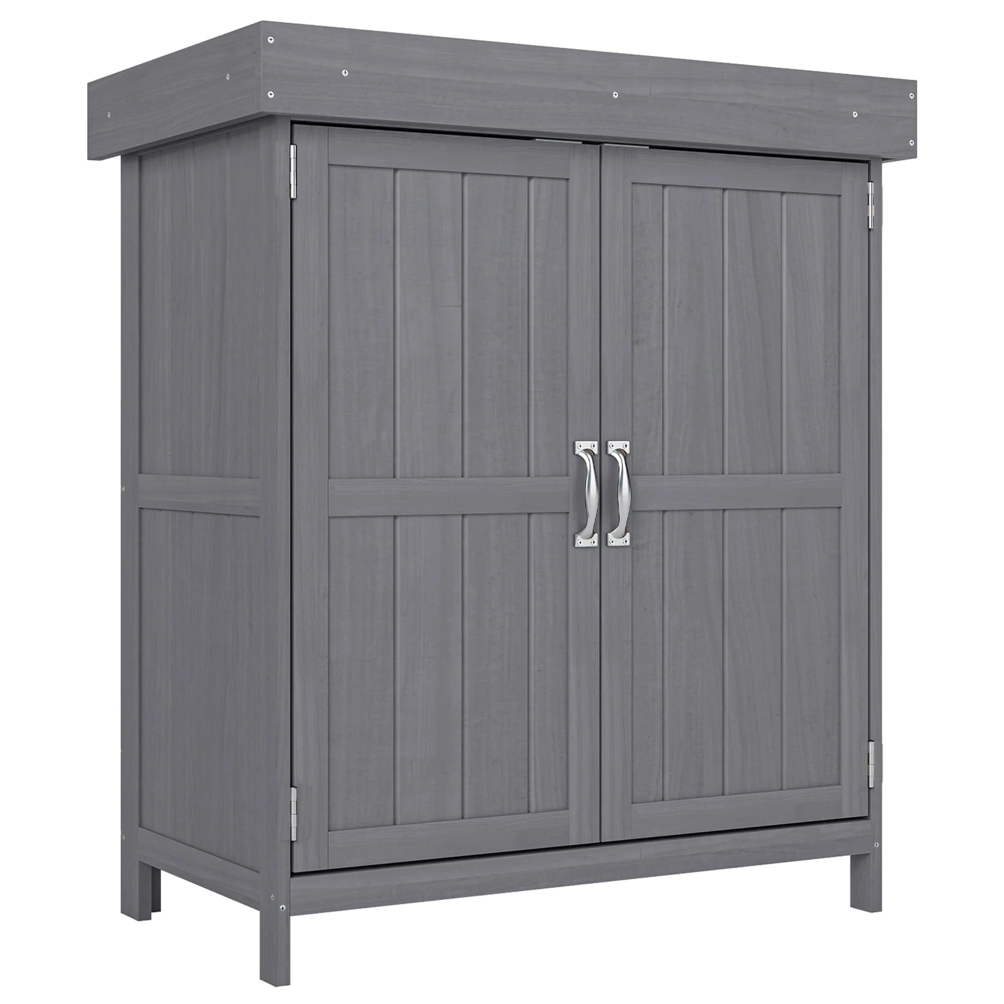 Outsunny Armario De Jardín De Madera Con 2 Puertas Techo Asfáltico 74x43x88 Cm