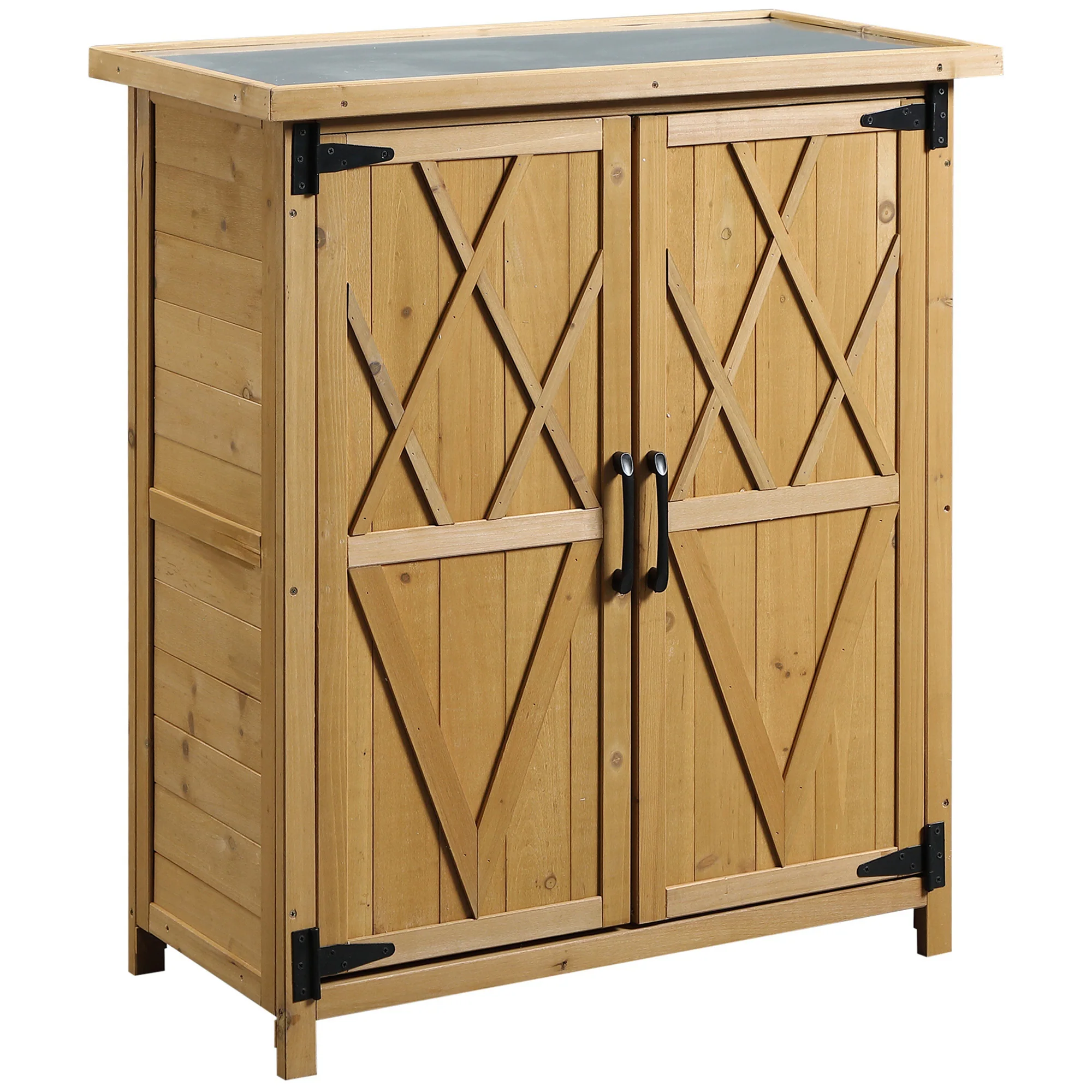 Outsunny Armario De Madera Jardín Almacenaje De Herramientas 75x40x90 Cm Natural