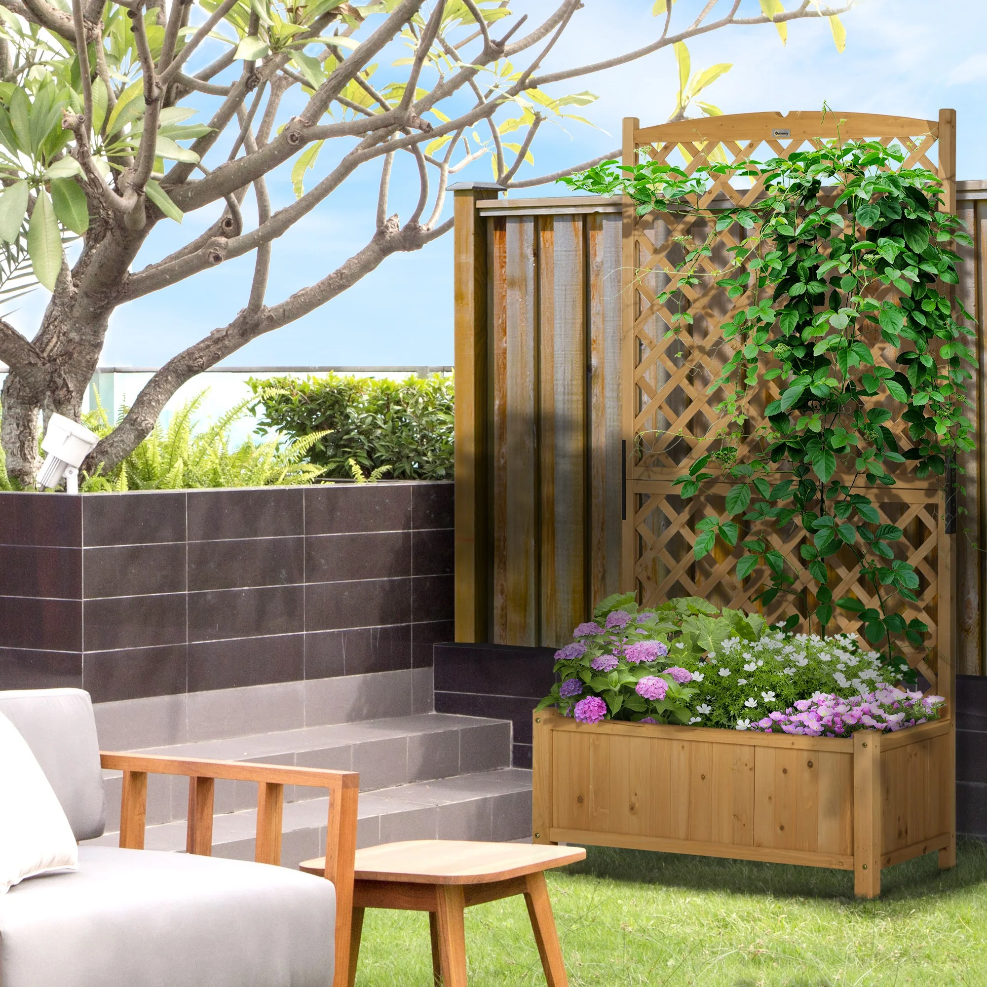 Outsunny Arriate De Jardín Con Enrejado Para Trepadora Cultivos 90x45x180 Cm - Image 2
