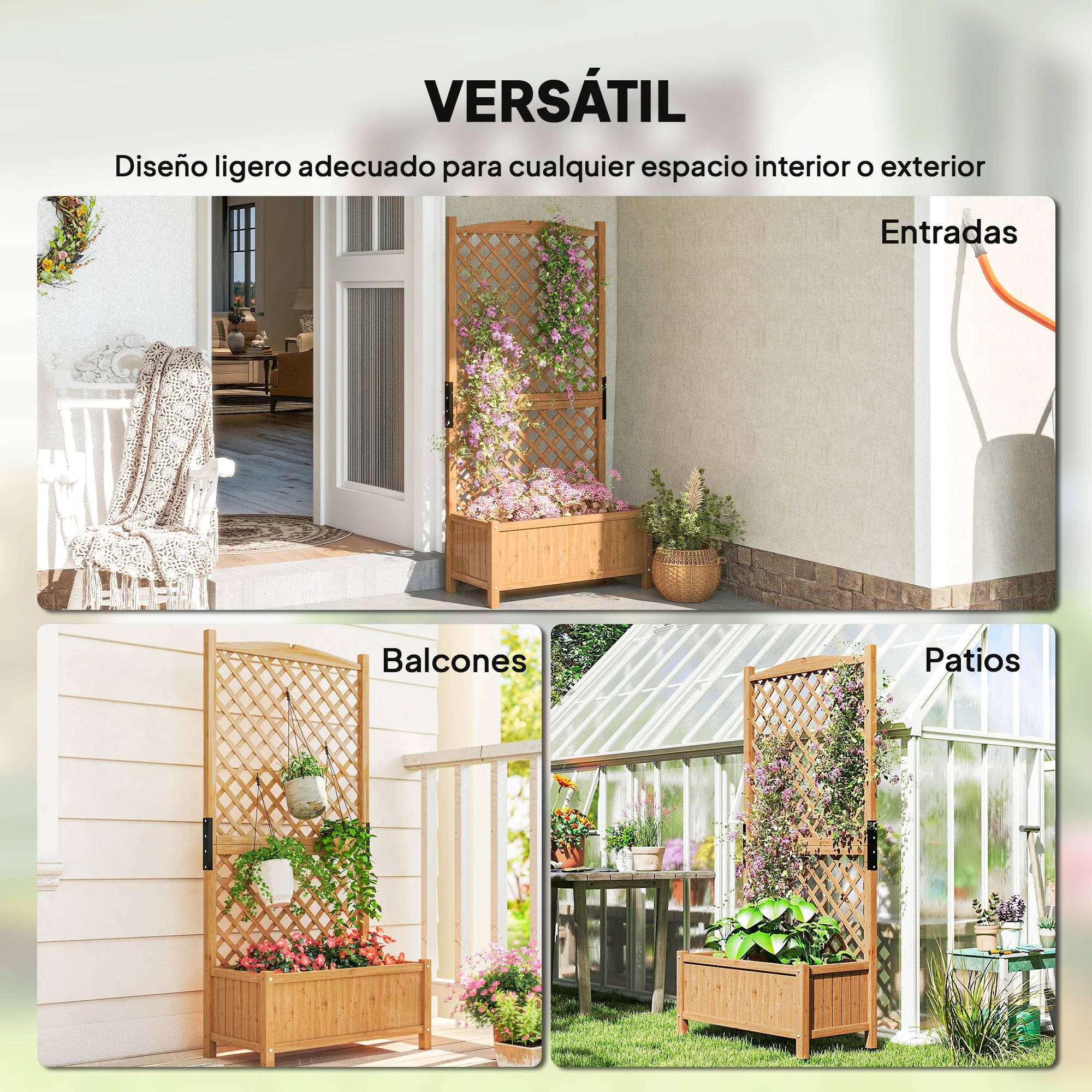 Outsunny Arriate De Jardín Con Enrejado Para Trepadora Cultivos 90x45x180 Cm - Image 6