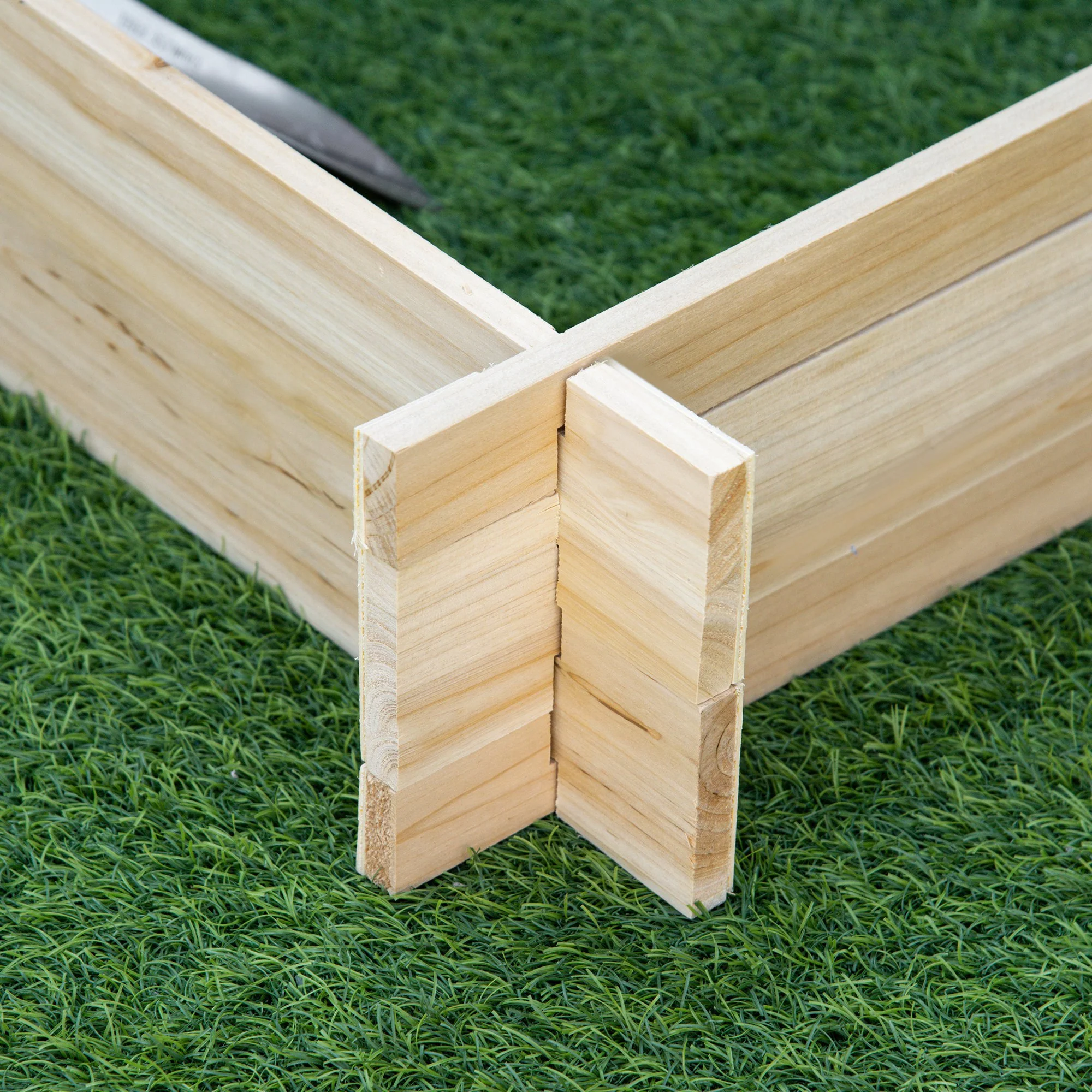 Outsunny Arriate De Madera De Jardín Suelo De Huerto Urbano 100x100x16cm Natural - Image 4