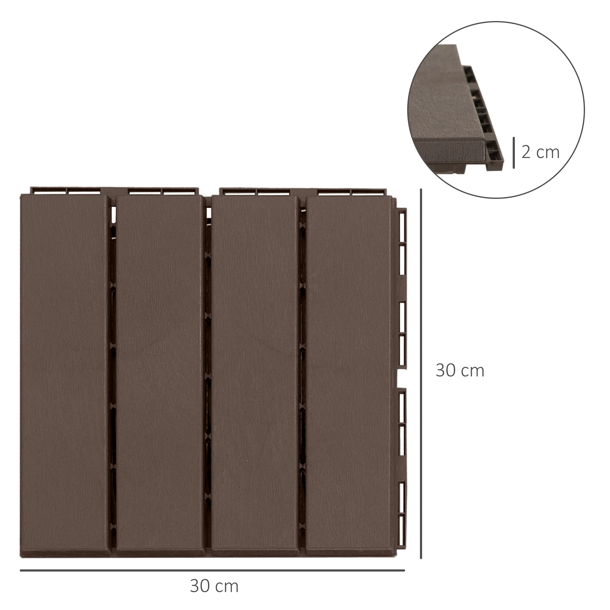 Outsunny Baldosas Cuadradas Para Suelos 30x30 Paquete De 9 Piezas Cubre 0.81 M² - Image 3