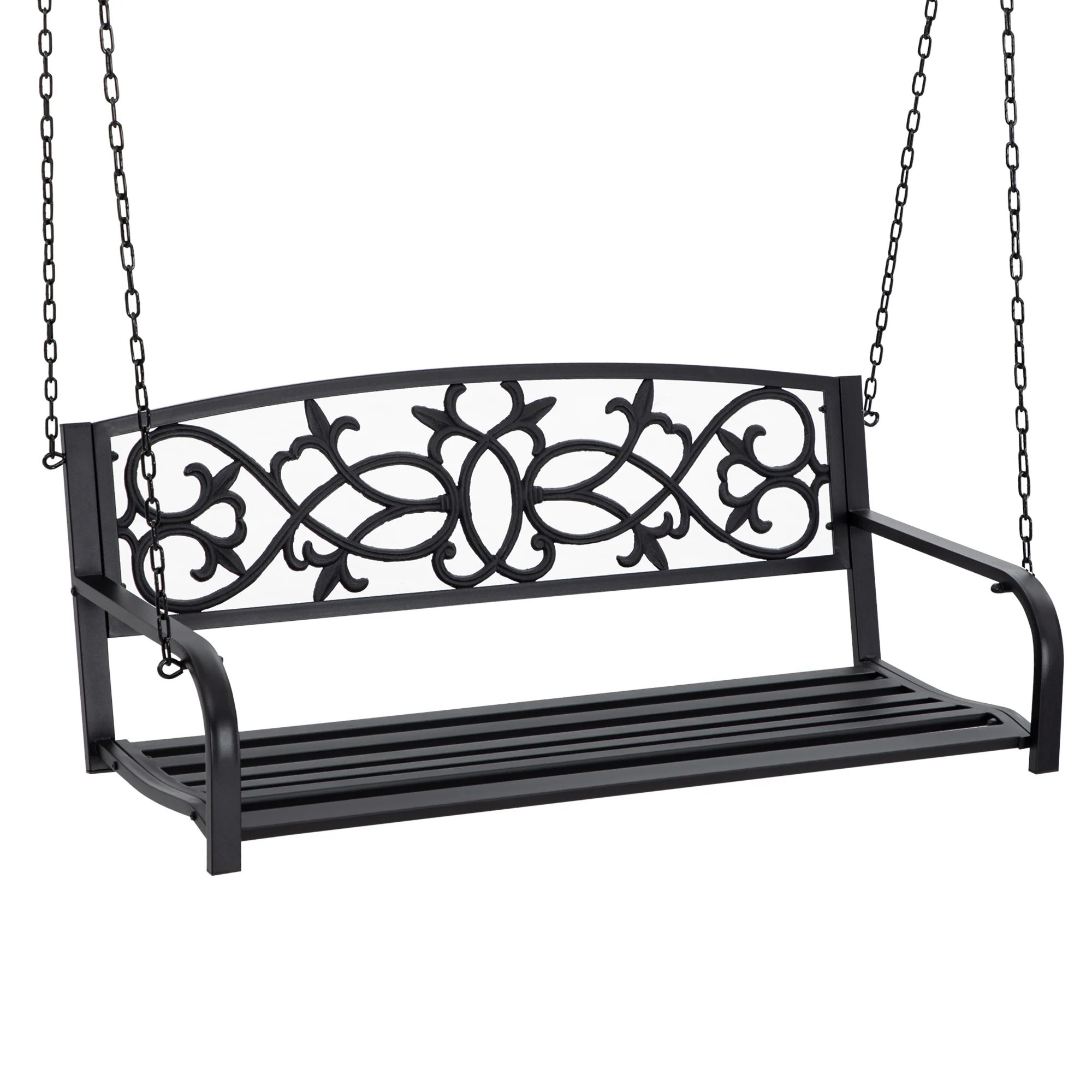 Outsunny Banco Columpio De 2 Plazas De Acero Con Reposabrazos 127x59,5x52 Cm