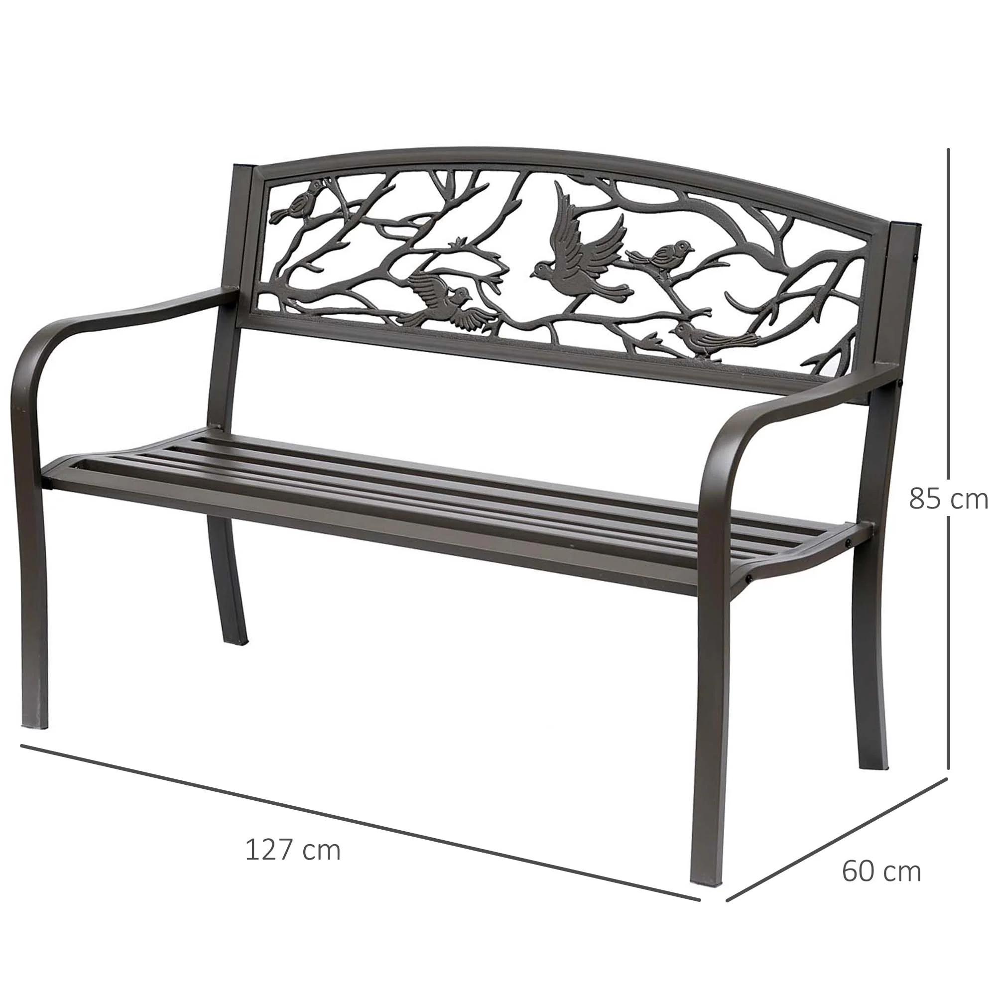 Outsunny Banco De Jardín Con Respaldo Con Imagen De Animales 127x60x85 Cm Marrón - Image 3