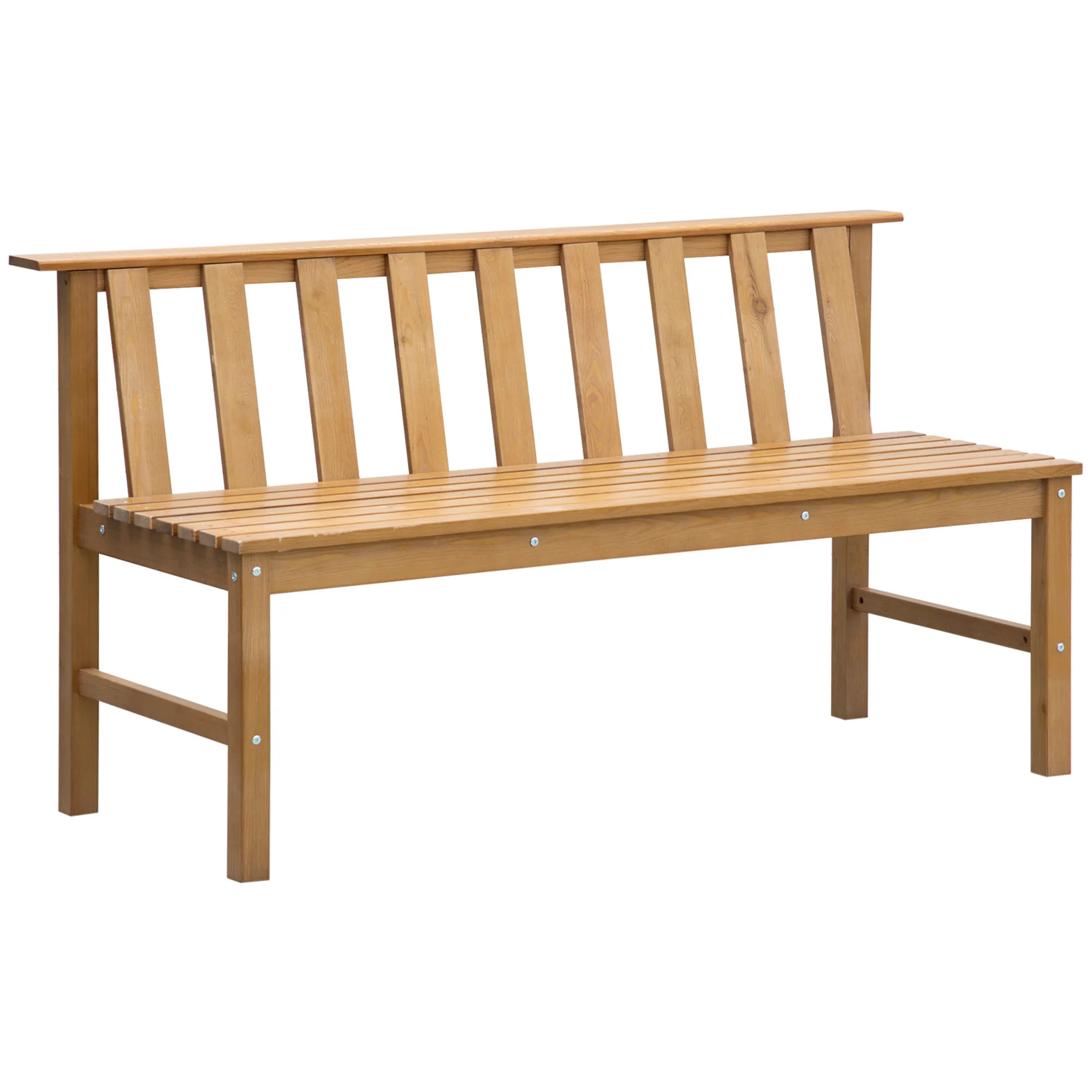 Outsunny Banco De Jardín De 3 Plazas De Madera Con Respaldo Listones 144x60x77cm