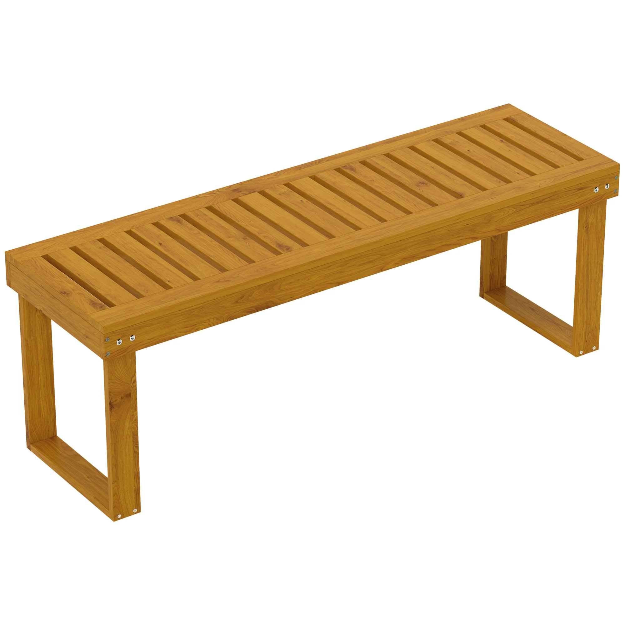 Outsunny Banco De Jardín De Madera De 2 Plazas Asiento De Lamas 120x34x43cm Teca