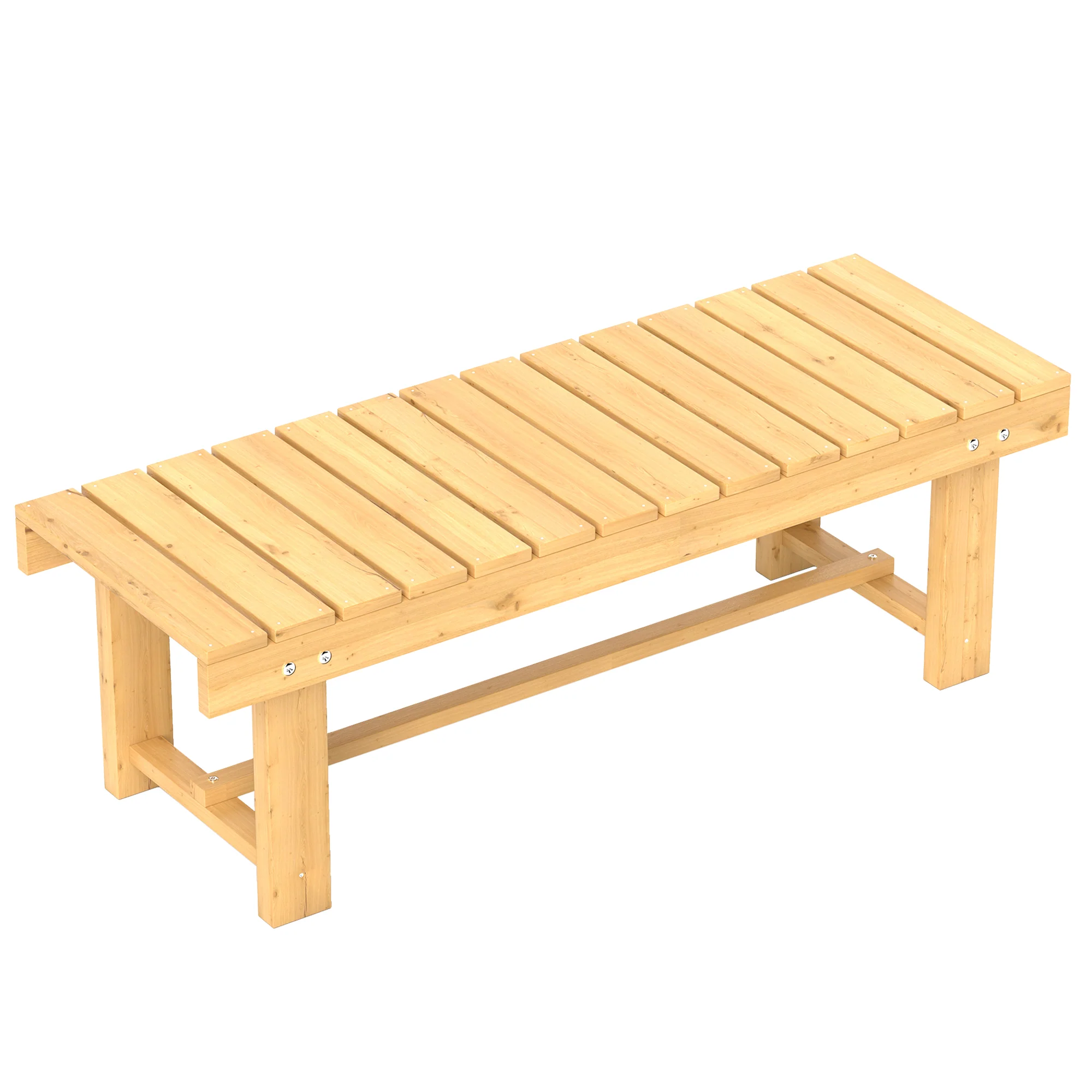 Outsunny Banco De Jardín De Madera De 2 Plazas Carga 250 Kg 110x38x35 Cm Natural