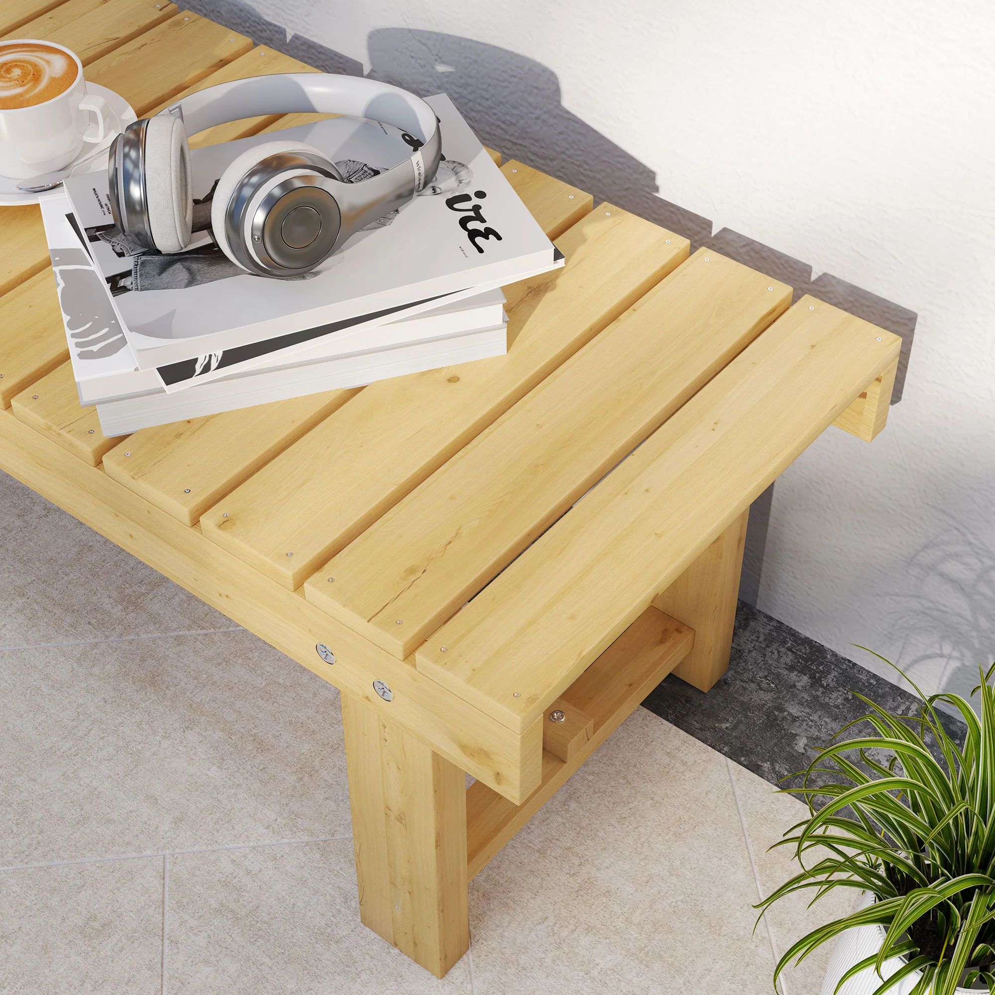Outsunny Banco De Jardín De Madera De 2 Plazas Carga 250 Kg 110x38x35 Cm Natural - Image 5
