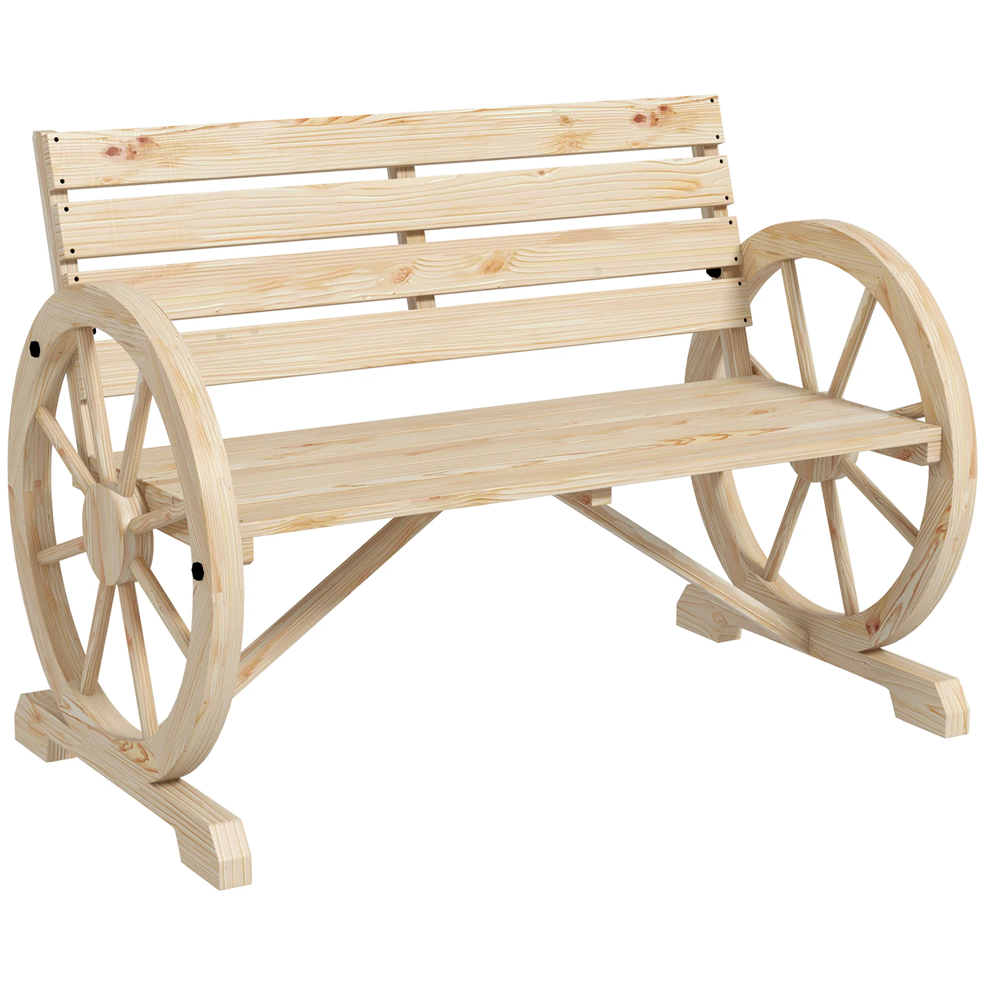 Outsunny Banco De Jardín De Madera Reposabrazos En Forma De Rueda Carga 240 Kg