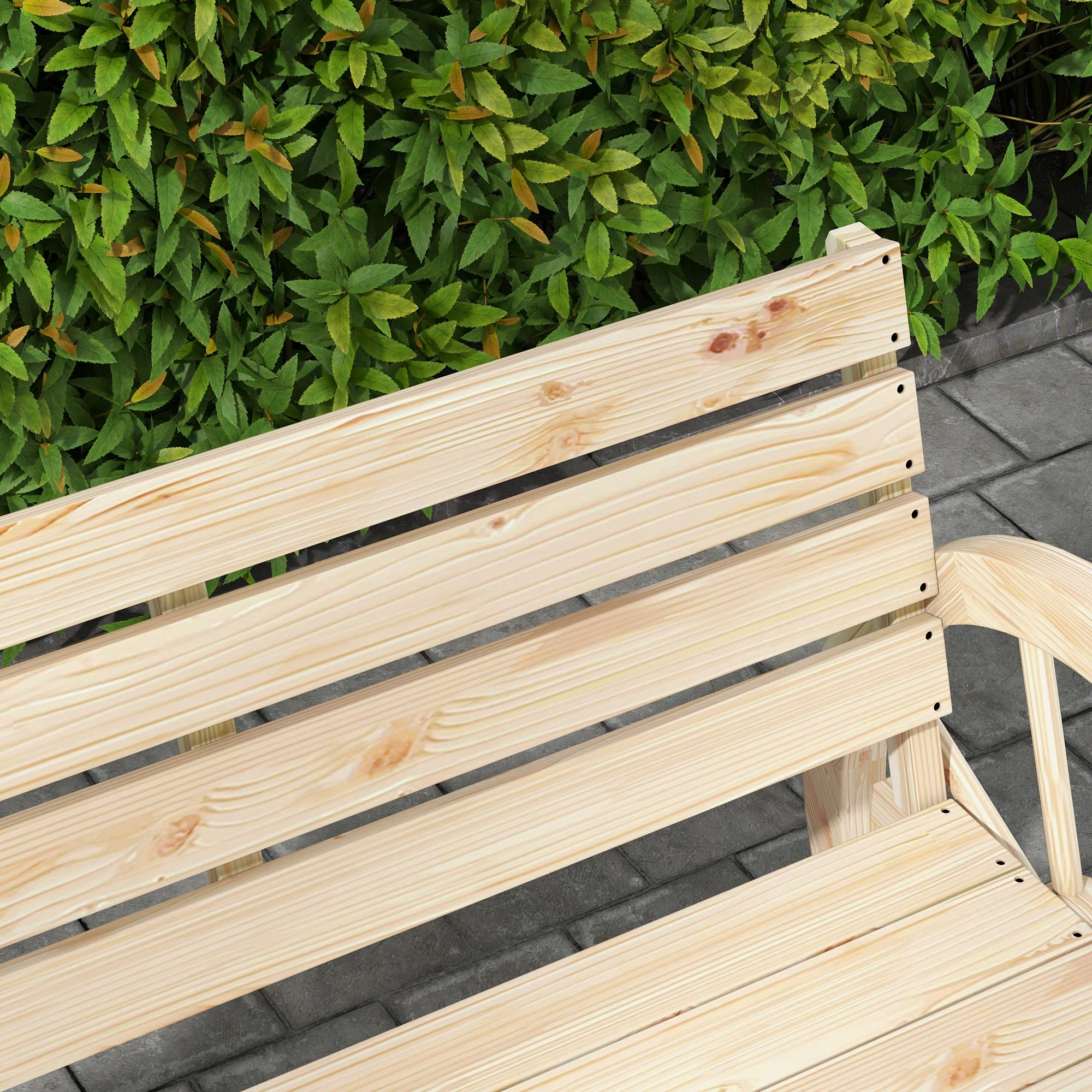 Outsunny Banco De Jardín De Madera Reposabrazos En Forma De Rueda Carga 240 Kg - Image 4