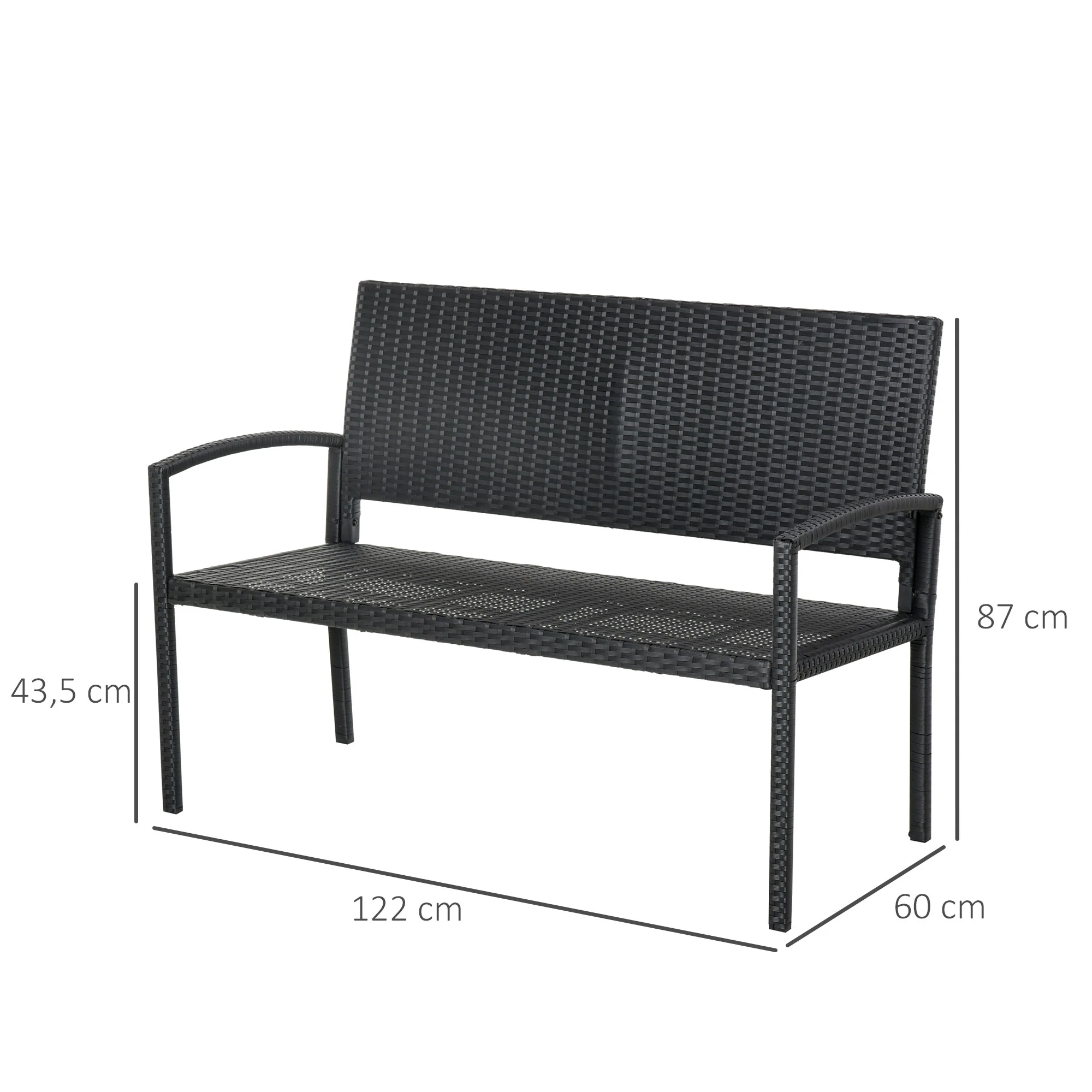 Outsunny Banco Jardín Lounge Silla 2 Plazas Mueble Exterior Terraza 2 Plazas - Image 3