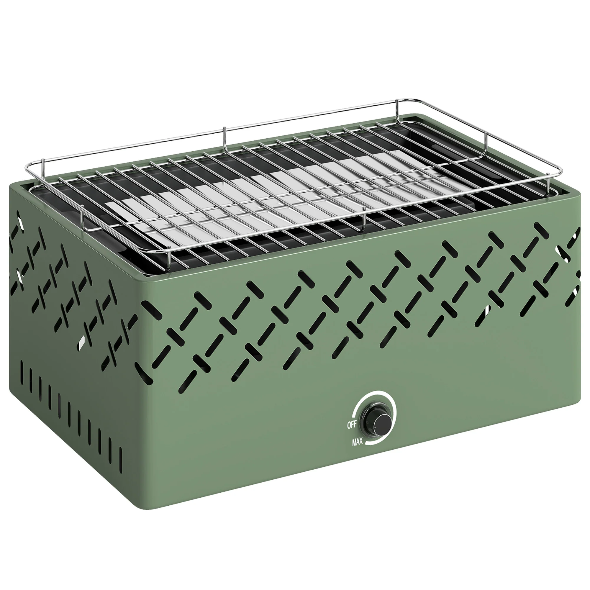 Outsunny Barbacoa De Carbón Con Ventilador Integrado 45,5x29x21 Cm Verde Claro