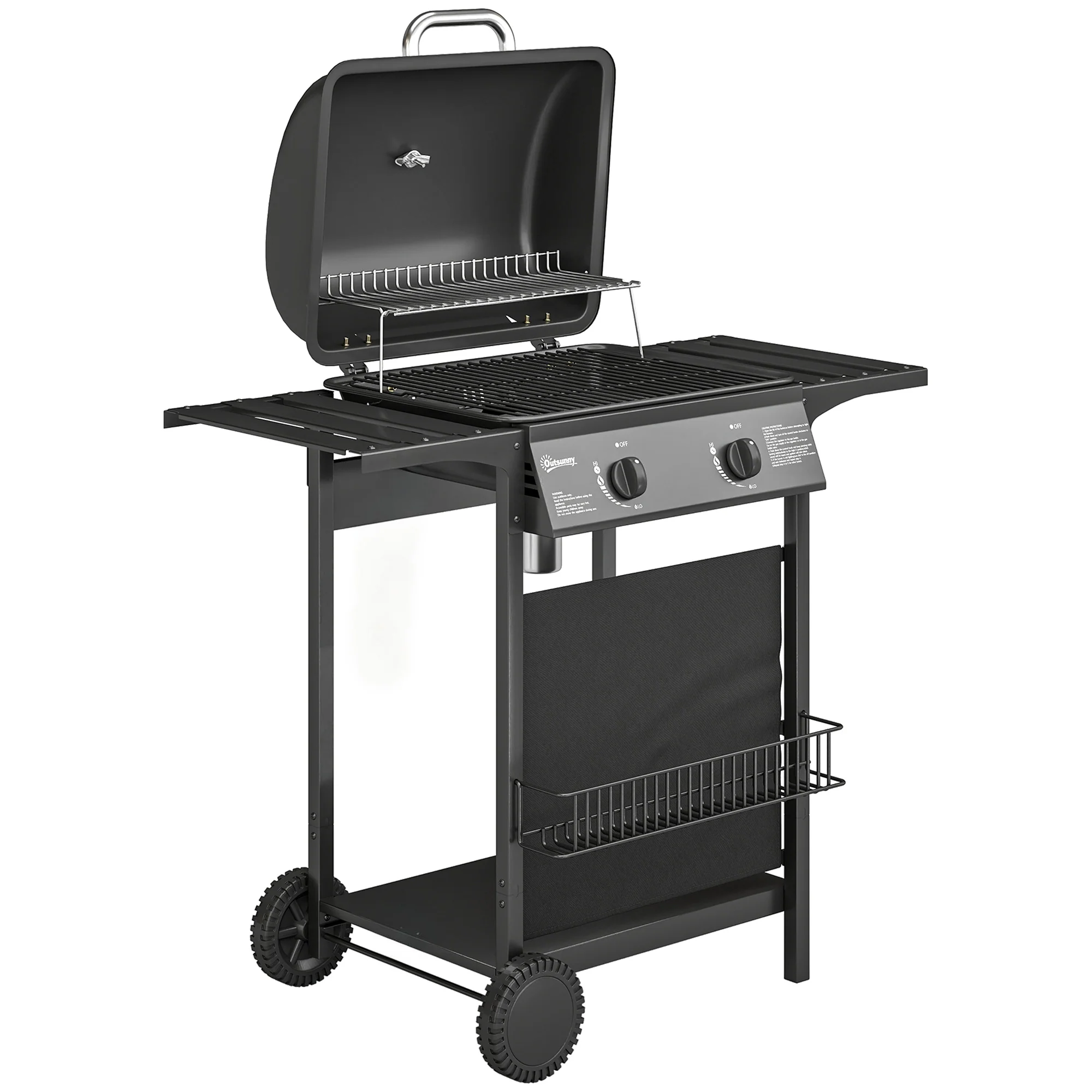 Outsunny Barbacoa De Gas Bbq Gas Con 2 Quemadores 5 Kw Con Termómetro