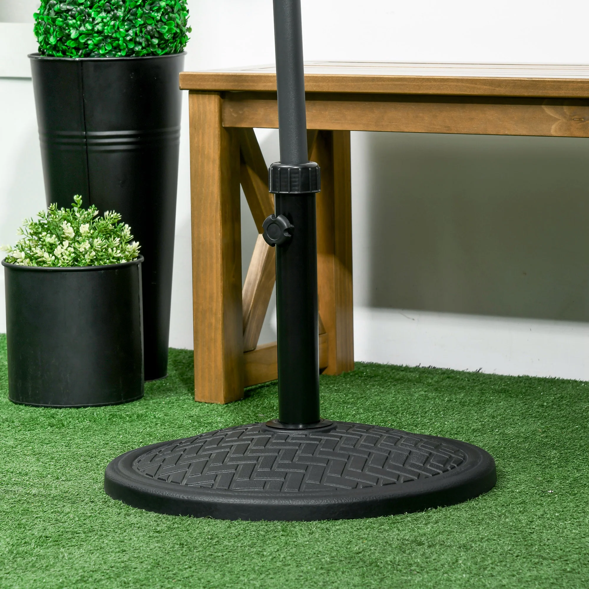 Outsunny Base De Sombrilla De Hormigón 14 Kg Para Mástil De Ø32-38 Mm Ø46x34 Cm - Image 2