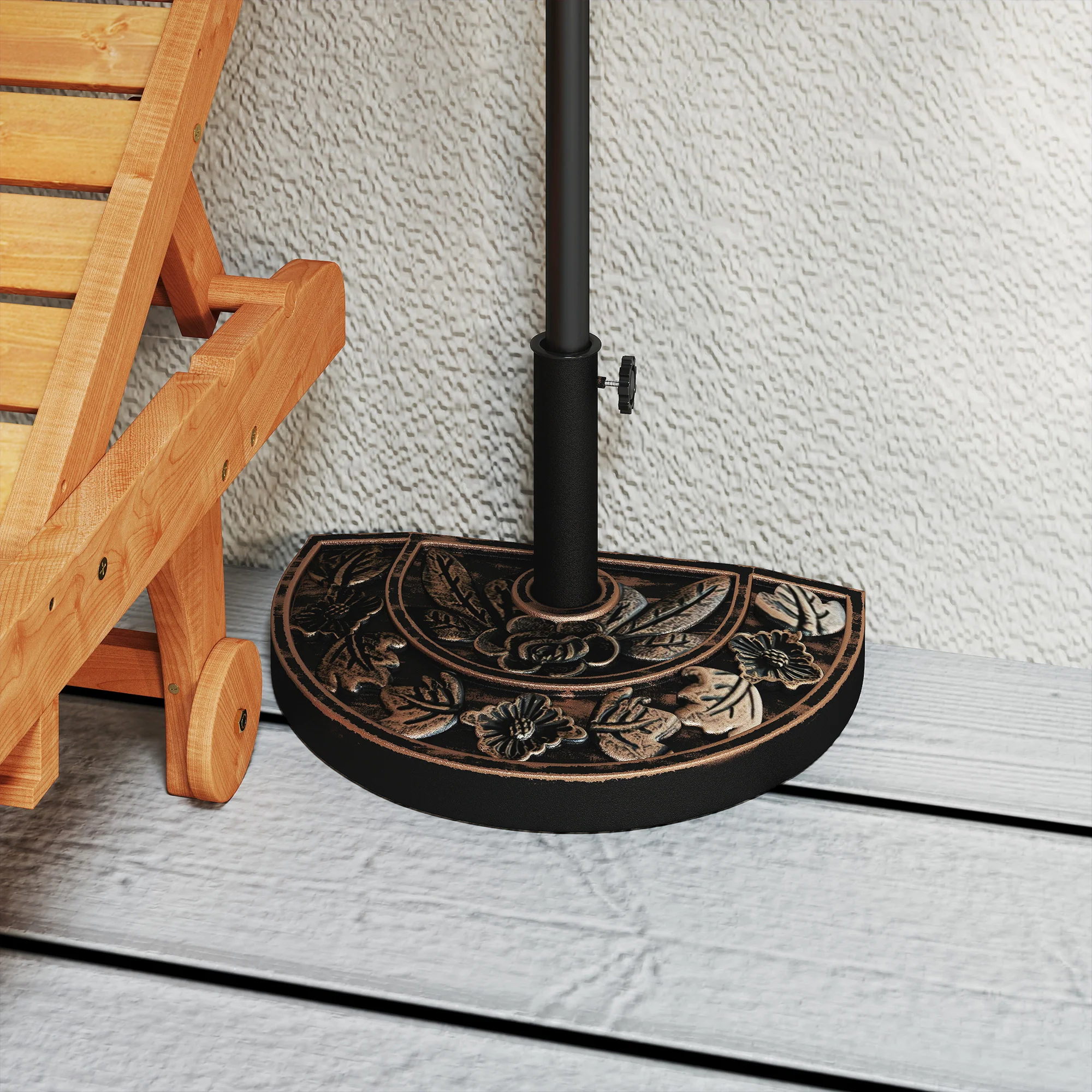 Outsunny Base De Sombrilla Peso 9 Kg En Forma De Semicírculo 50x31x32 Cm Bronce - Image 4