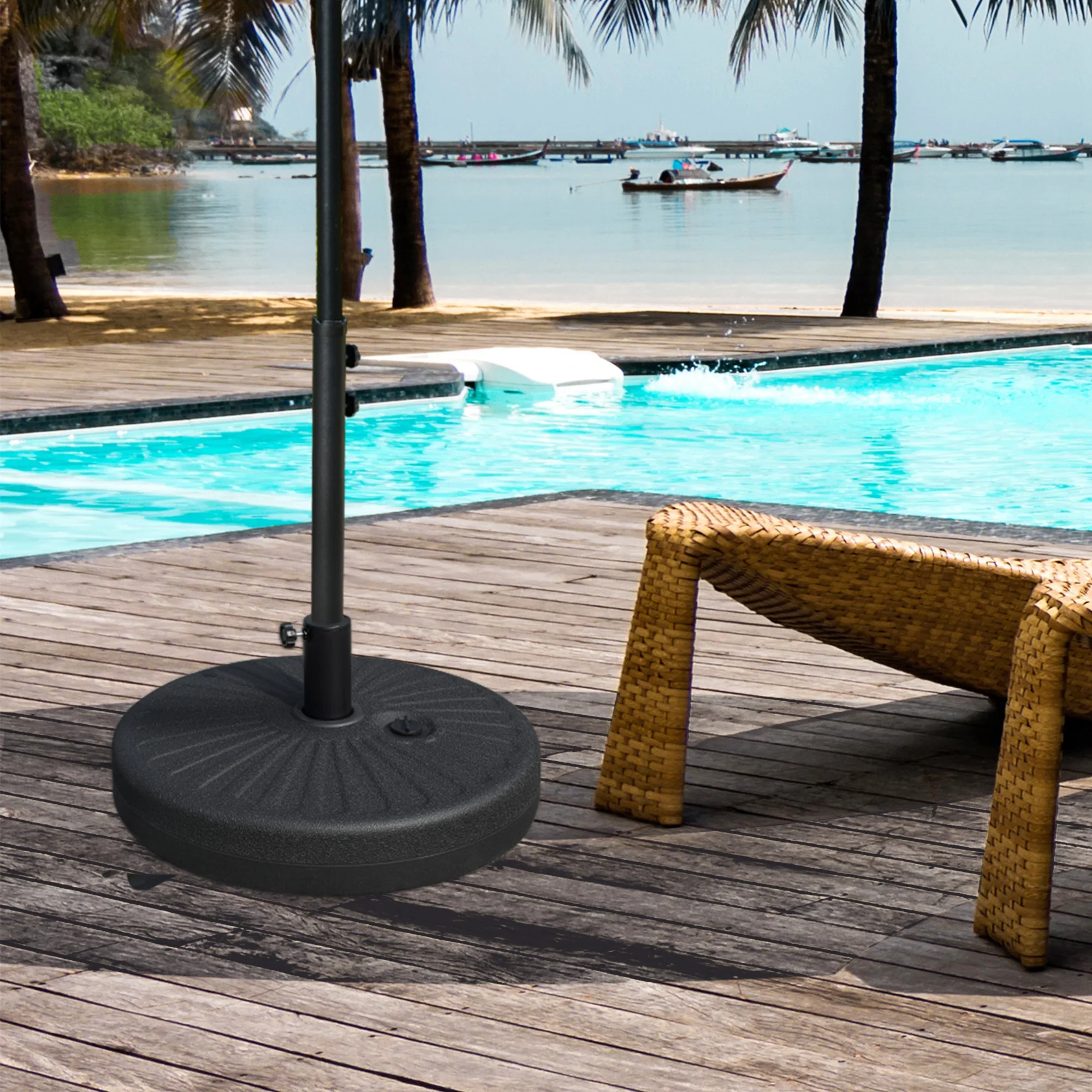 Outsunny Base De Sombrilla Rellenable De Agua 22kg Para Poste 38/48mm Ø51x30,5cm - Image 2