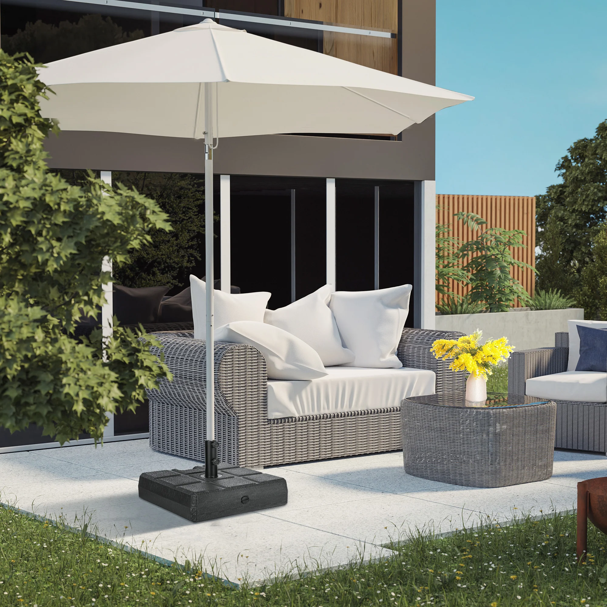 Outsunny Base De Sombrilla Rellenable De Agua 30 Kg Y Arena 40 Kg 49x49x36,5 Cm - Image 2