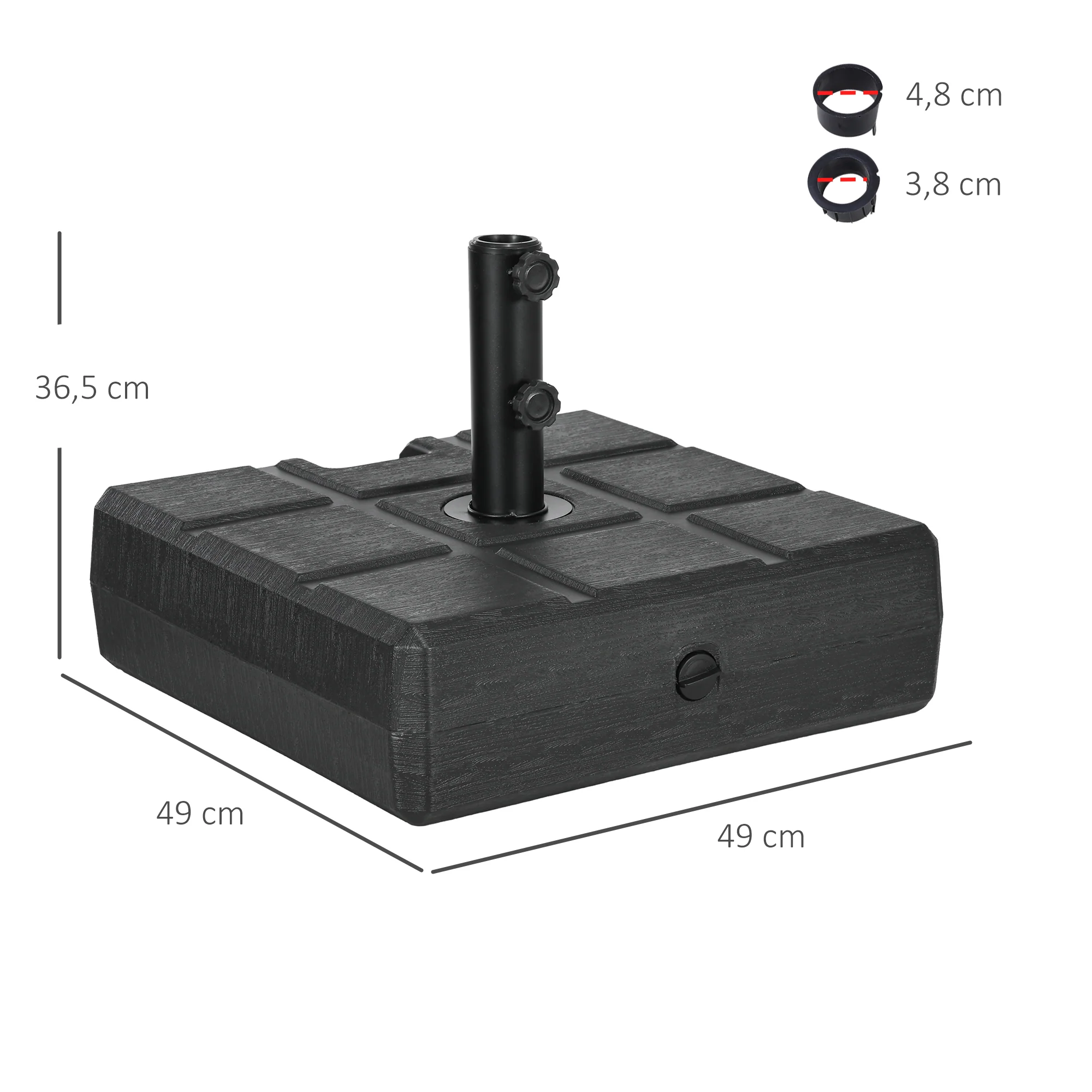 Outsunny Base De Sombrilla Rellenable De Agua 30 Kg Y Arena 40 Kg 49x49x36,5 Cm - Image 3