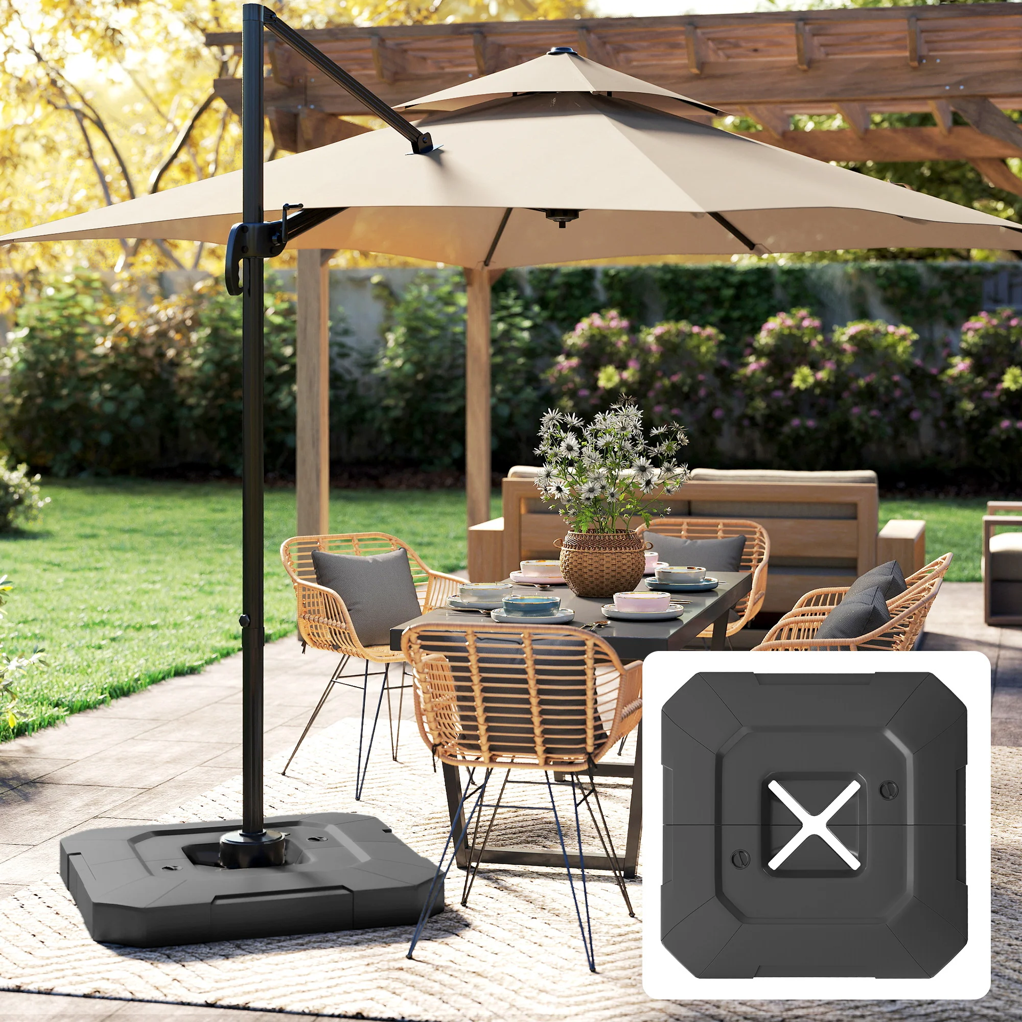 Outsunny Base Para Sombrilla 2 Piezas Rellenable Con Agua 80 Kg O Mezcla 105 Kg - Image 2