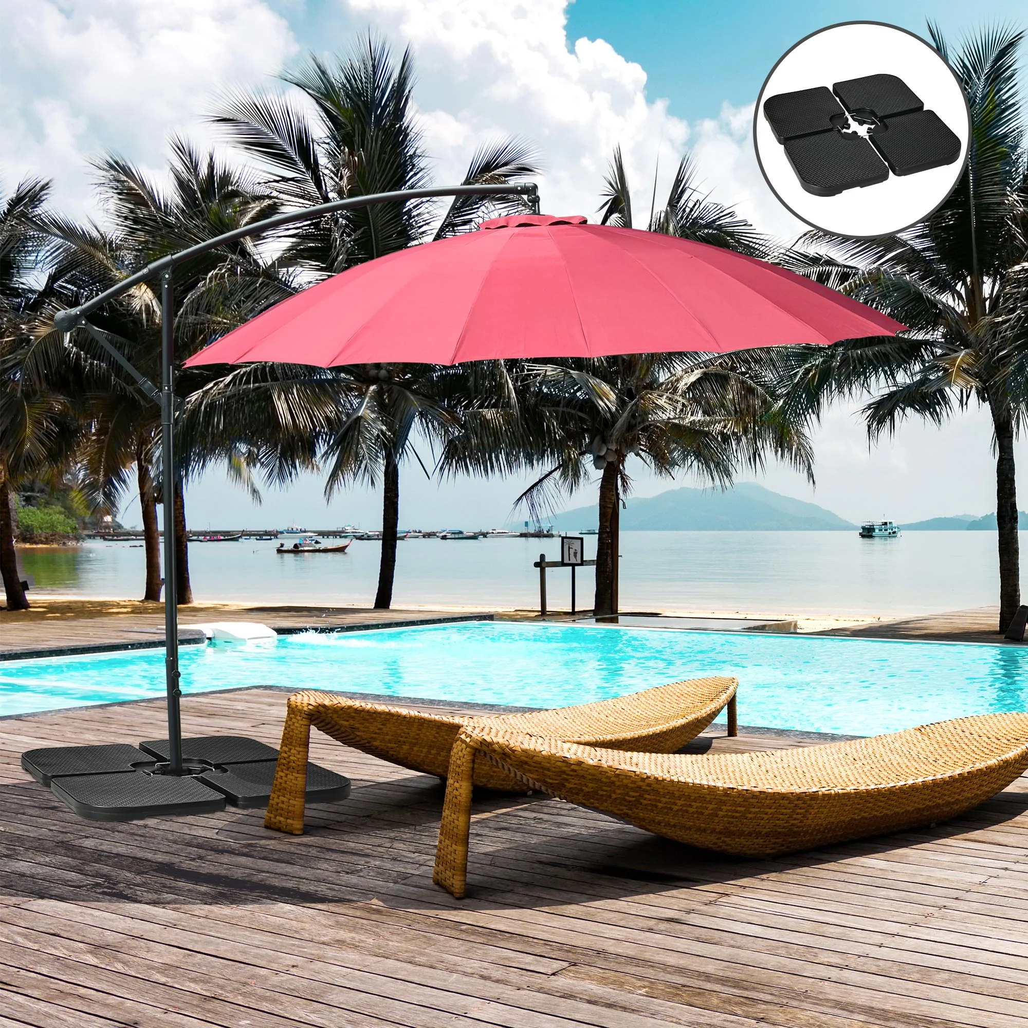 Outsunny Base Para Sombrilla De 4 Piezas Rellenable Con Agua 59 Kg O Arena 80 Kg - Image 2