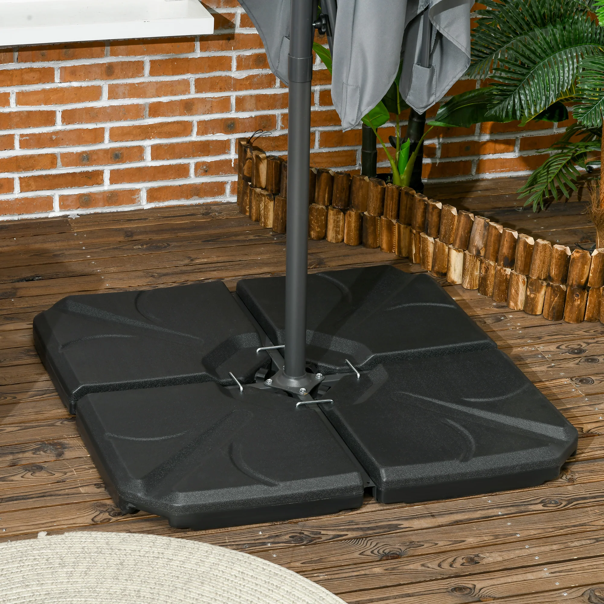 Outsunny Base Para Sombrilla De 4 Piezas Rellenable Con Arena 72 Kg O Agua 56 Kg - Image 2