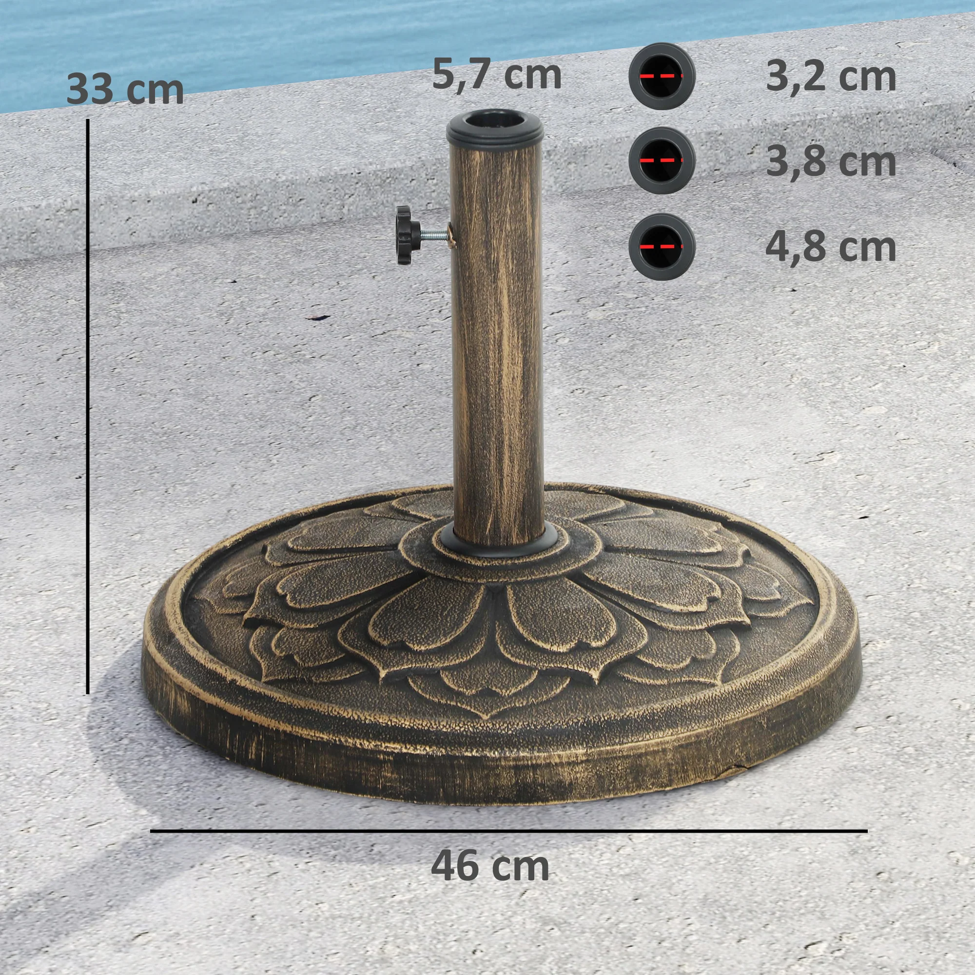 Outsunny Base Para Sombrilla Redonda Relleno De Cemento Peso 12 Kg Bronce - Image 3