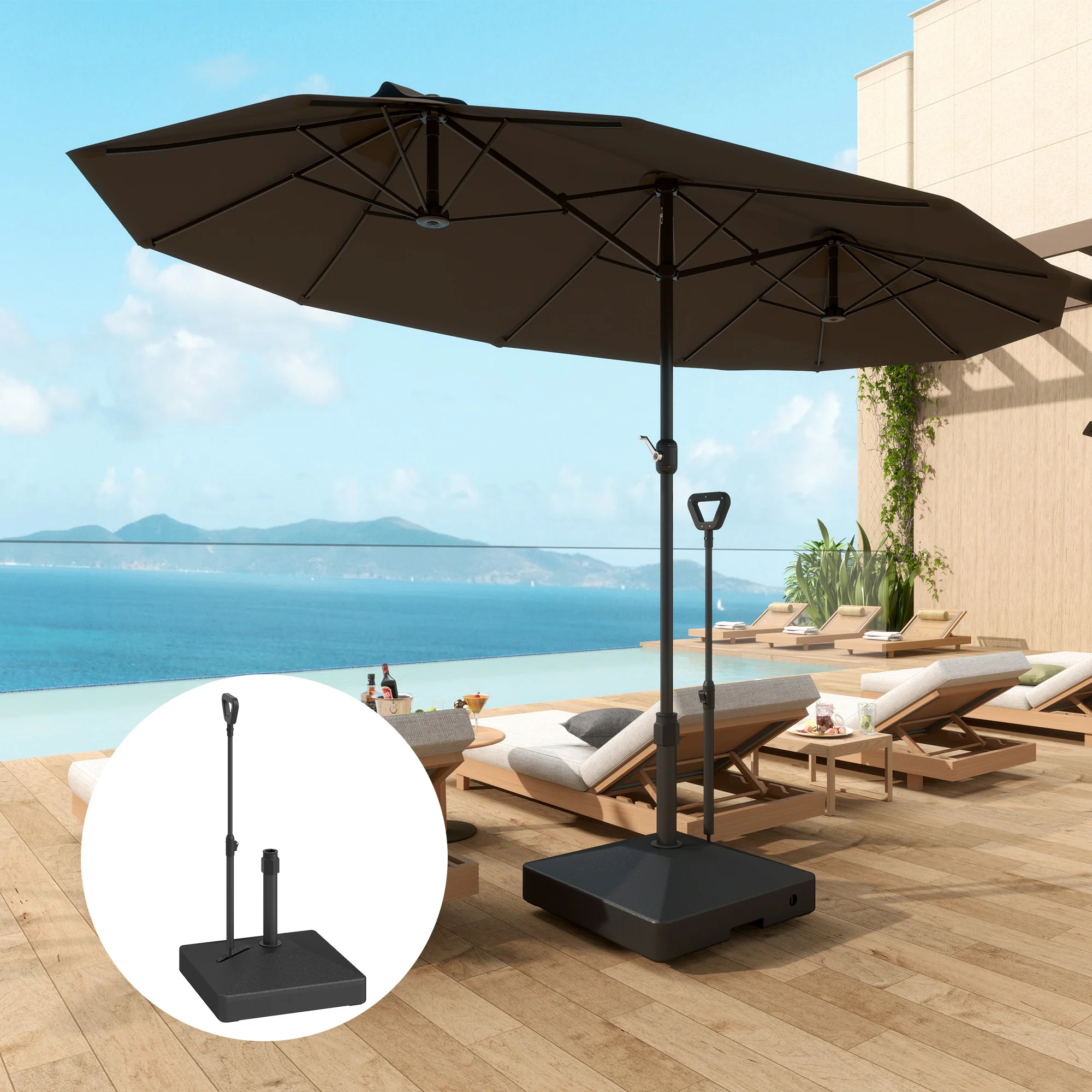 Outsunny Base Para Sombrilla Rellenable Con Agua 45l O Arena 55kg Negro - Image 2