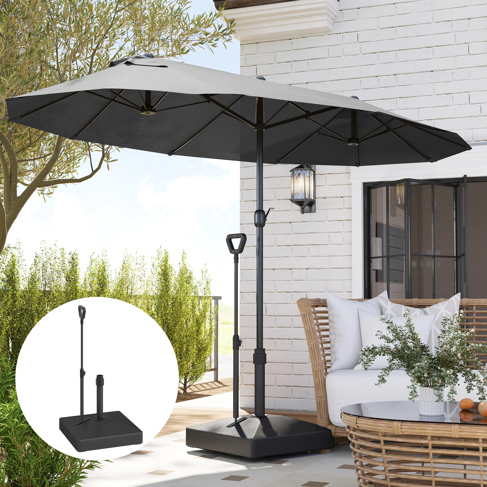 Outsunny Base Para Sombrilla Rellenable Con Agua 45l O Arena 55kg Negro - Image 4