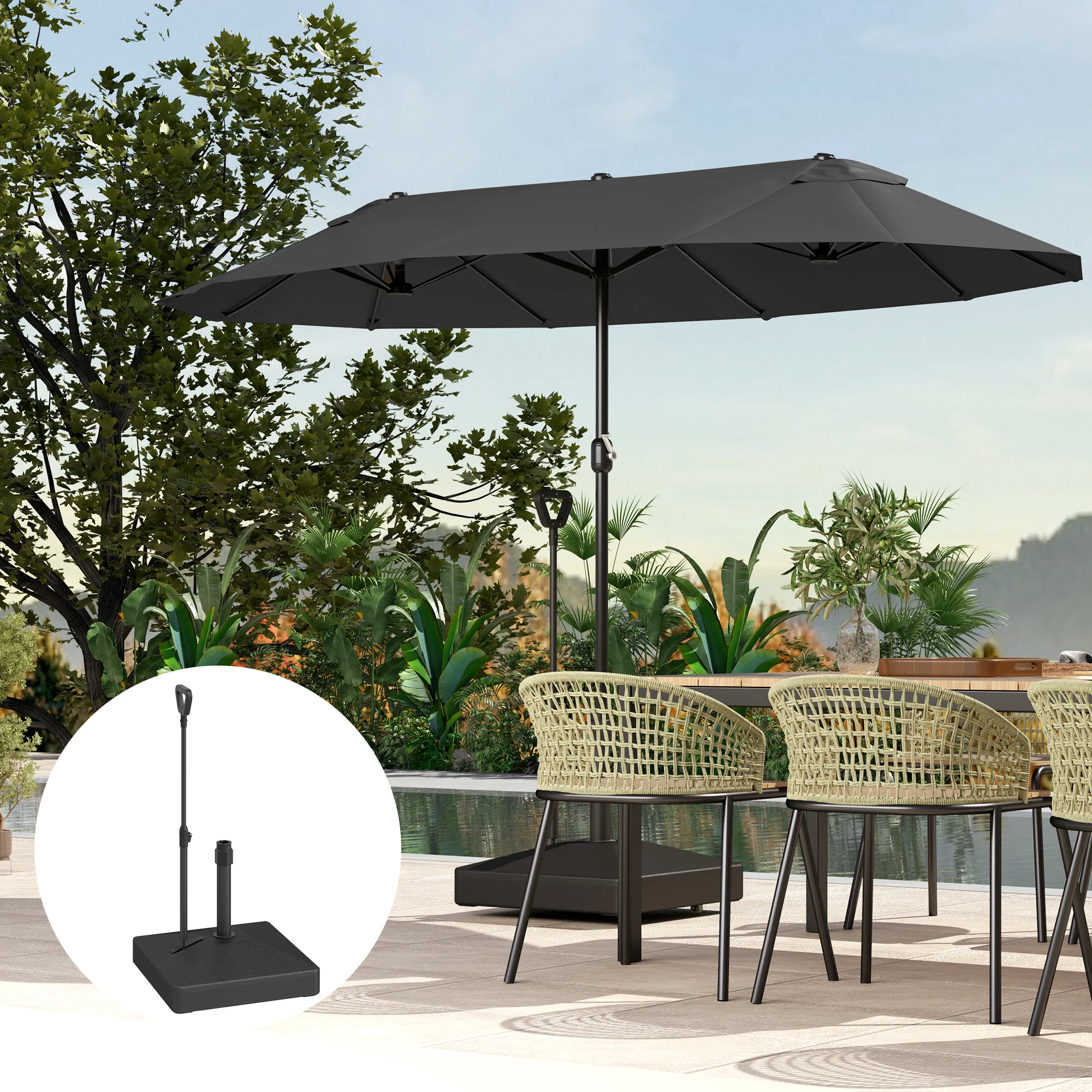 Outsunny Base Para Sombrilla Rellenable Con Agua 45l O Arena 55kg Negro - Image 5