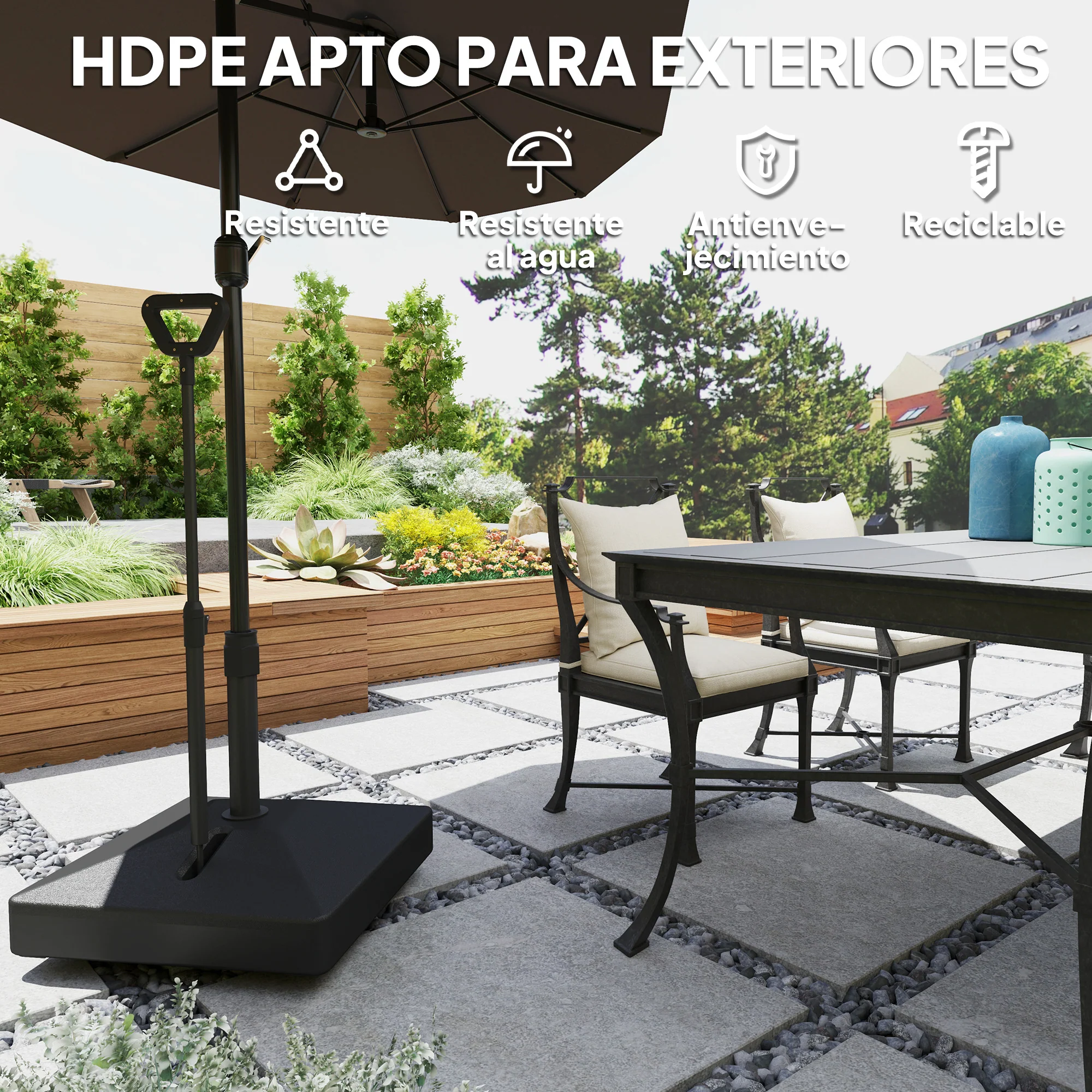 Outsunny Base Para Sombrilla Rellenable Con Agua 45l O Arena 55kg Negro - Image 6