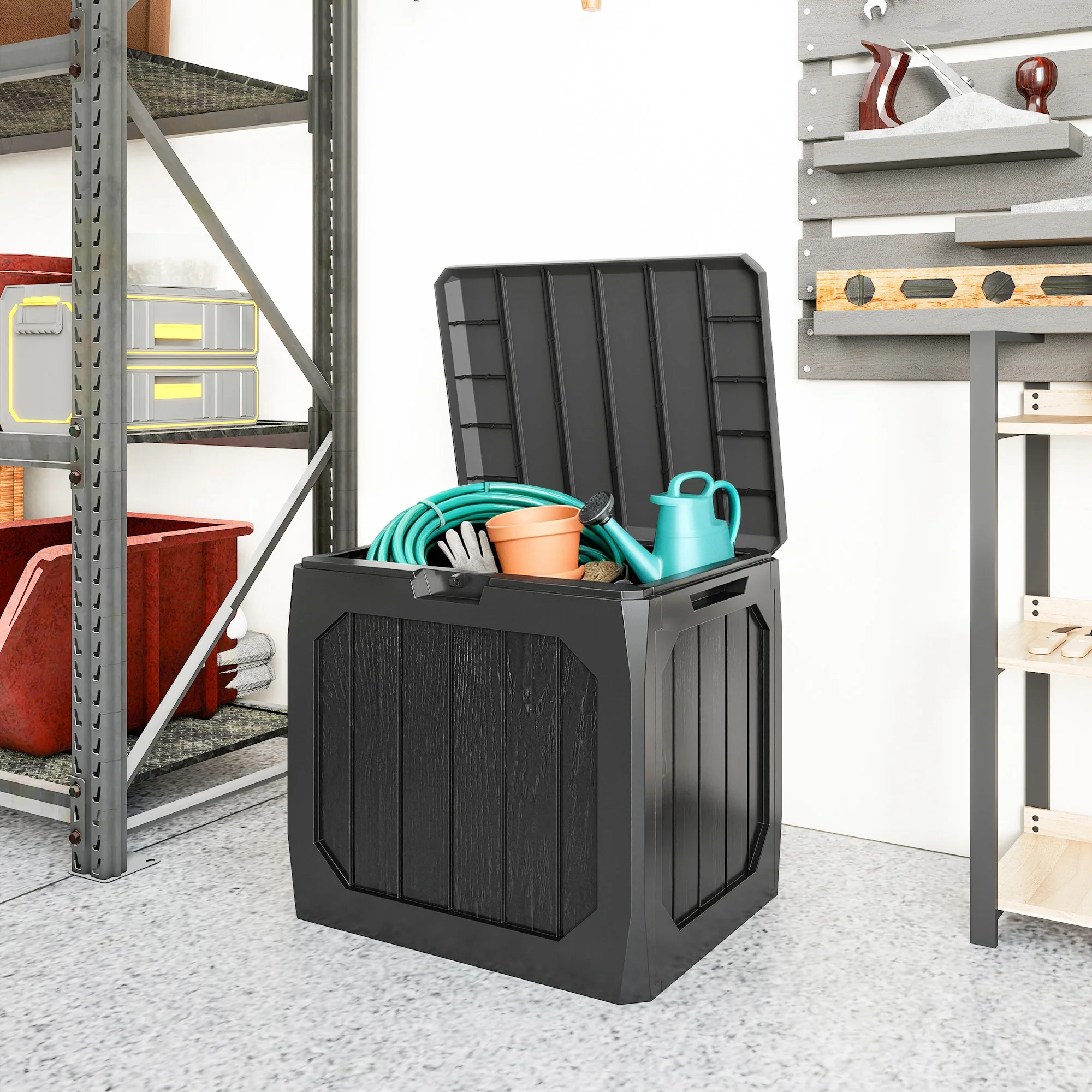 Outsunny Baúl De Almacenaje Exterior 121l Con 2 Asas Impermeable 56x45x53 Cm - Image 4
