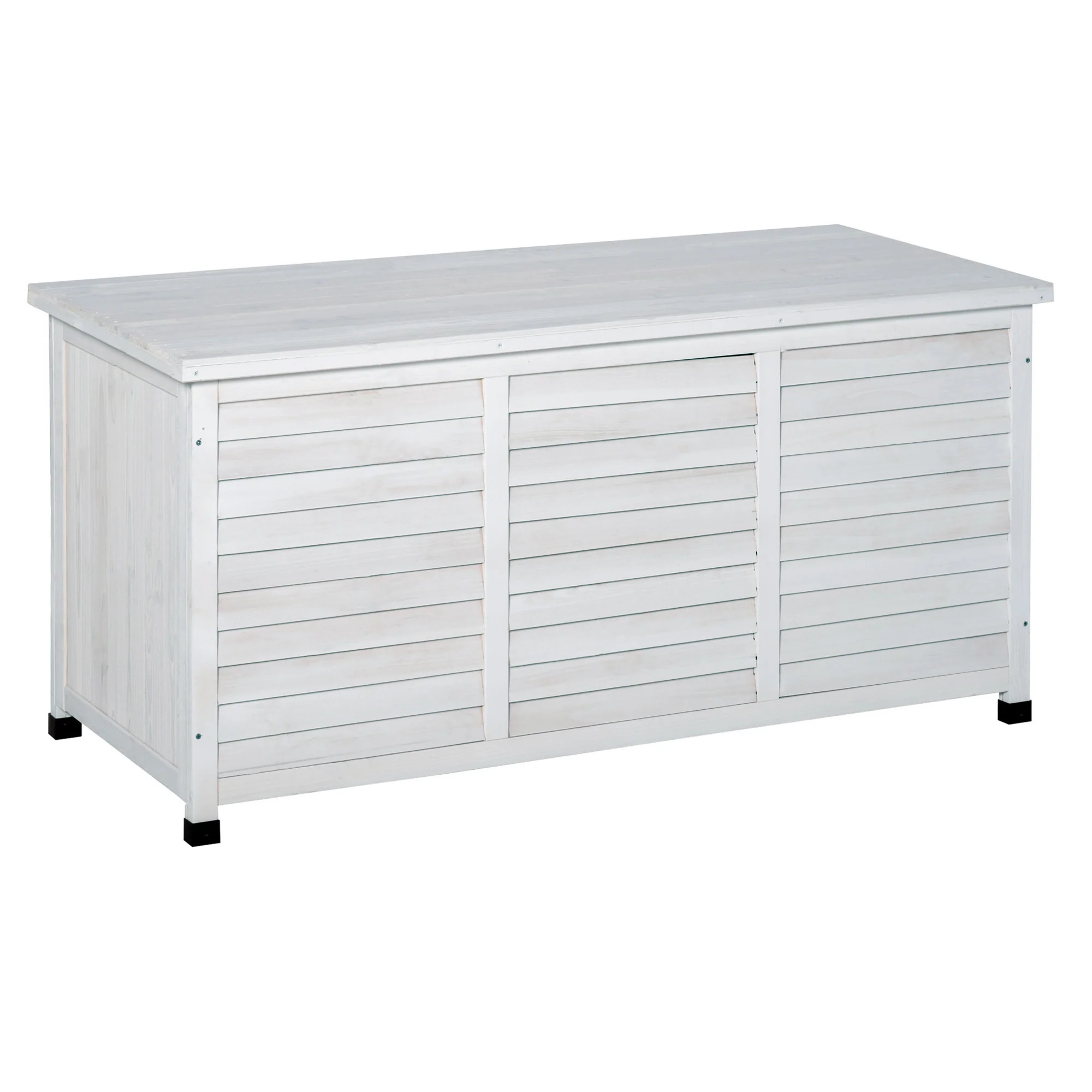 Outsunny Baúl De Madera Exterior Con Tapa Abrible Y Diseño Persiana 127x56x60 Cm