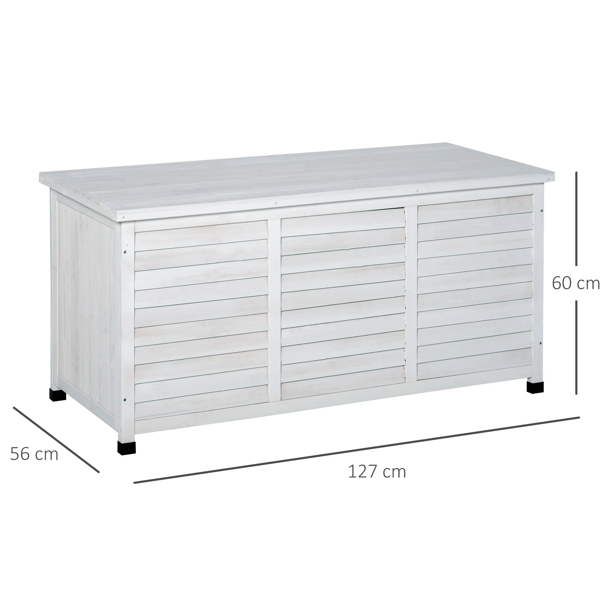Outsunny Baúl De Madera Exterior Con Tapa Abrible Y Diseño Persiana 127x56x60 Cm - Image 3