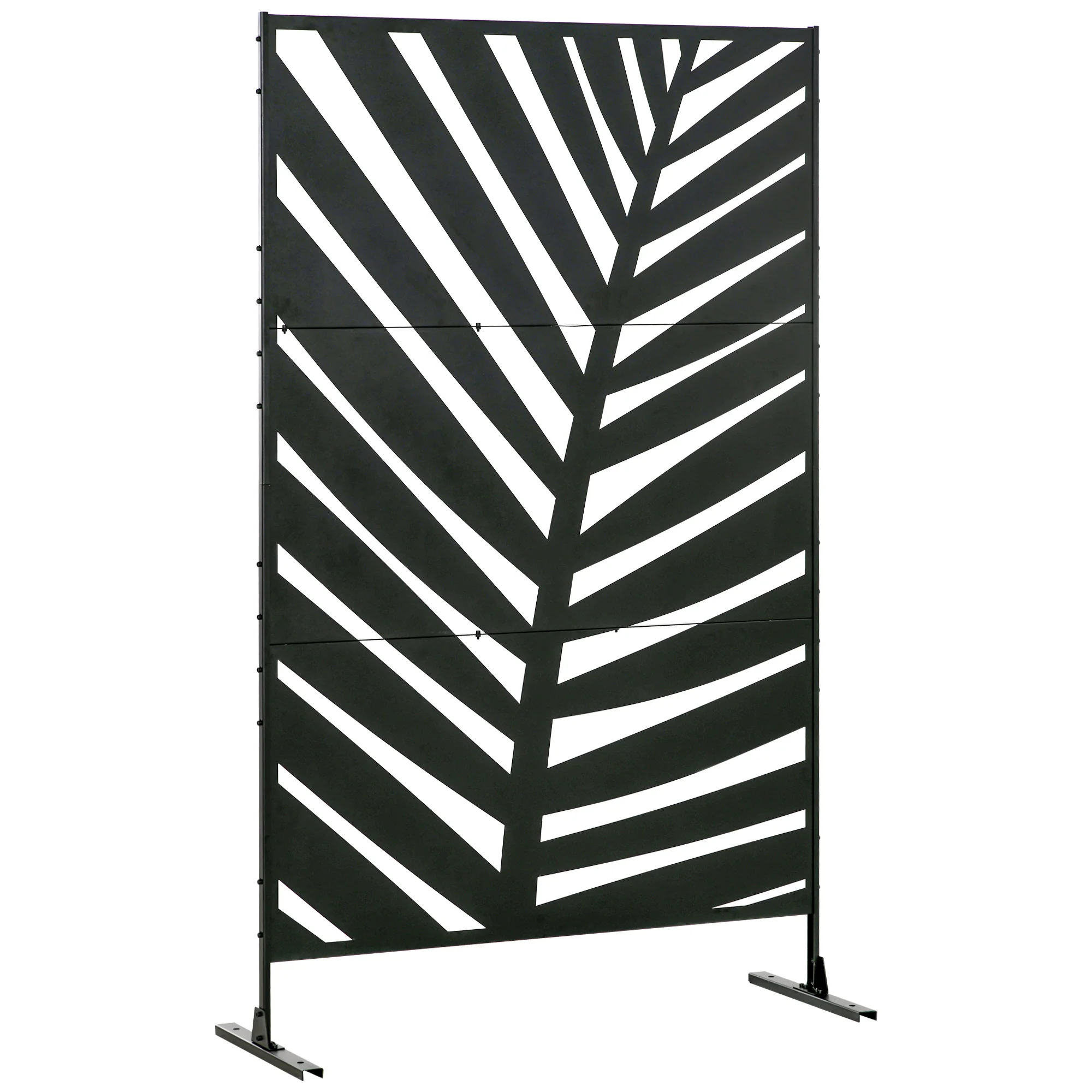 Outsunny Biombo Para Exterior De 3 Piezas Con Diseño De Hoja De Plátano Negro