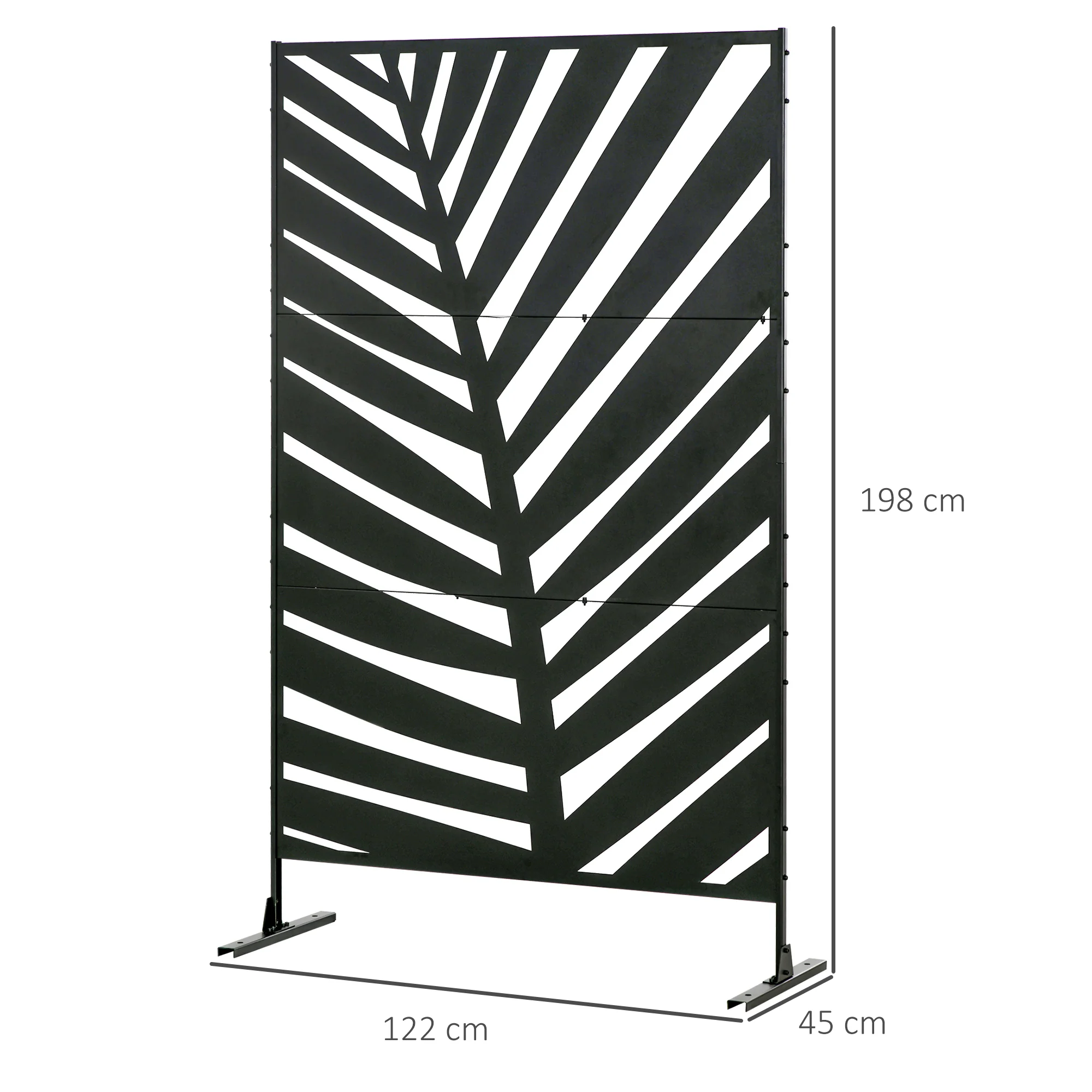 Outsunny Biombo Para Exterior De 3 Piezas Con Diseño De Hoja De Plátano Negro - Image 3