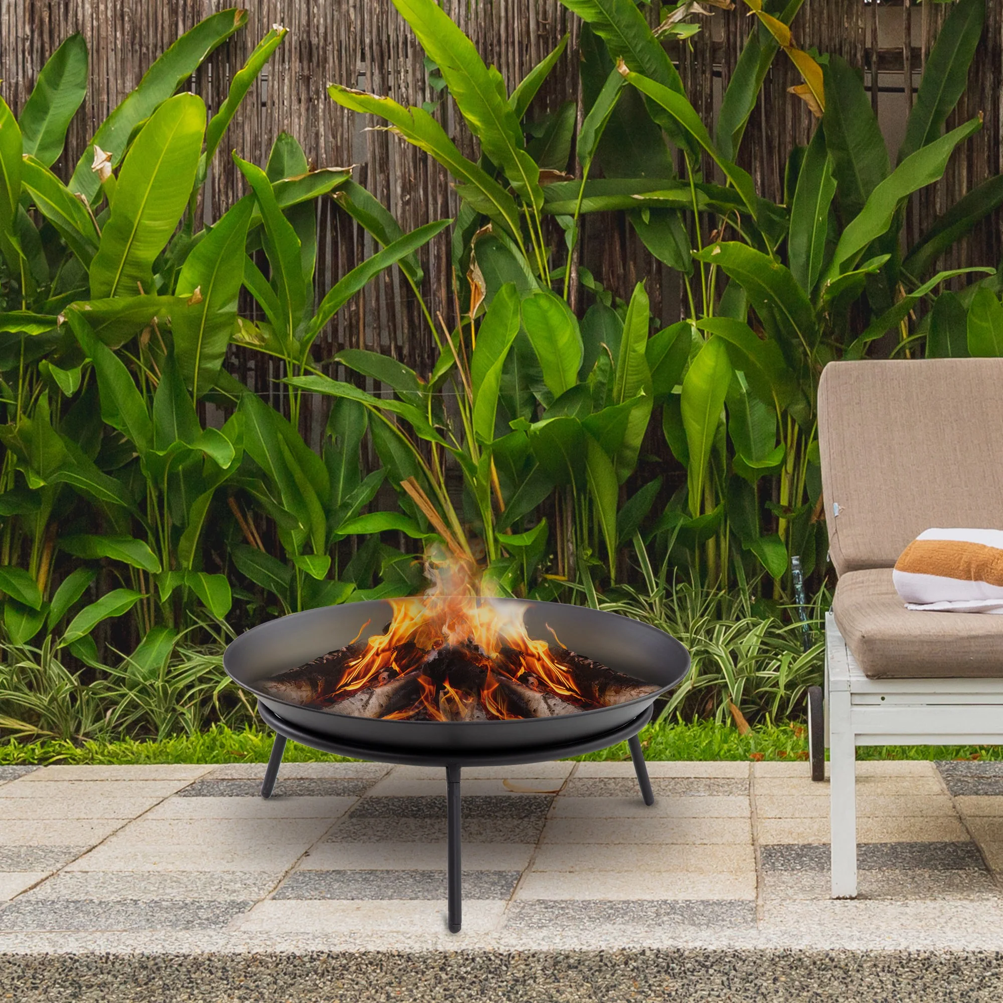 Outsunny Brasero Exterior De Jardín Con Atizador Para Hogueras Terraza Ø47x21 Cm - Image 2