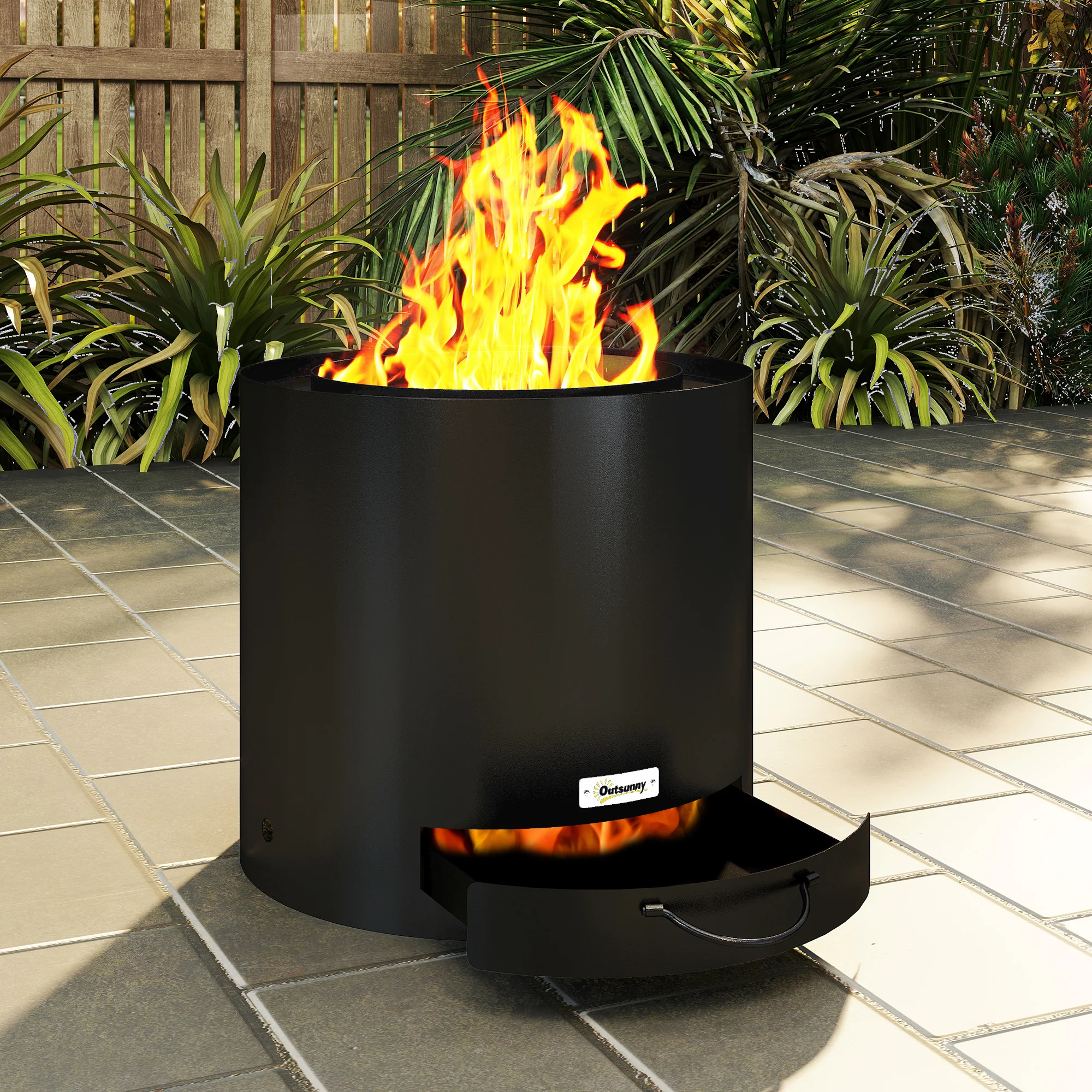 Outsunny Brasero Exterior Redondo Ø45x42 Cm De Acero Con Atizador Y Bandeja - Image 5