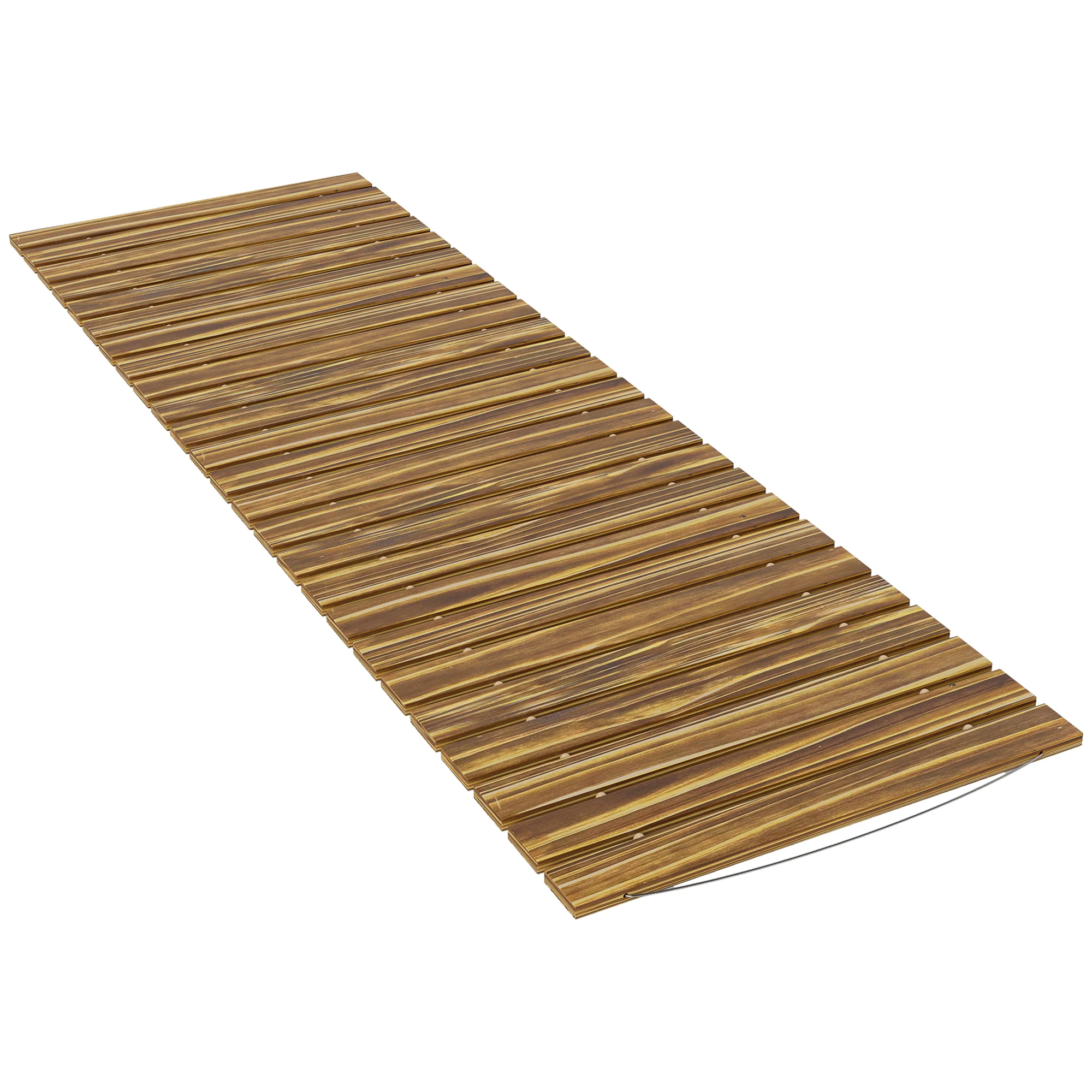 Outsunny Camino De Jardín De Madera 120x38 Cm Para Exteriores Carbonizado