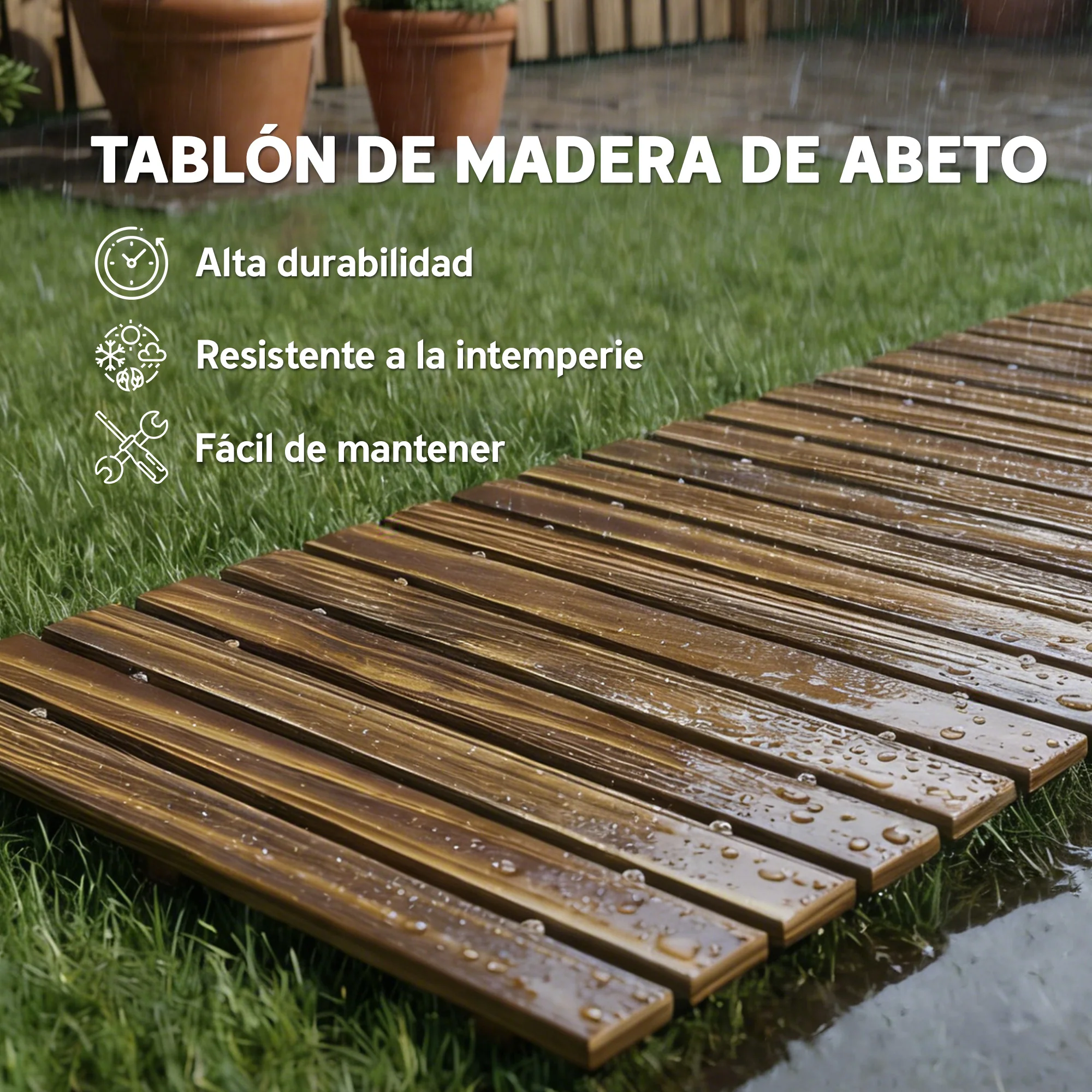 Outsunny Camino De Jardín De Madera 120x38 Cm Para Exteriores Carbonizado - Image 6