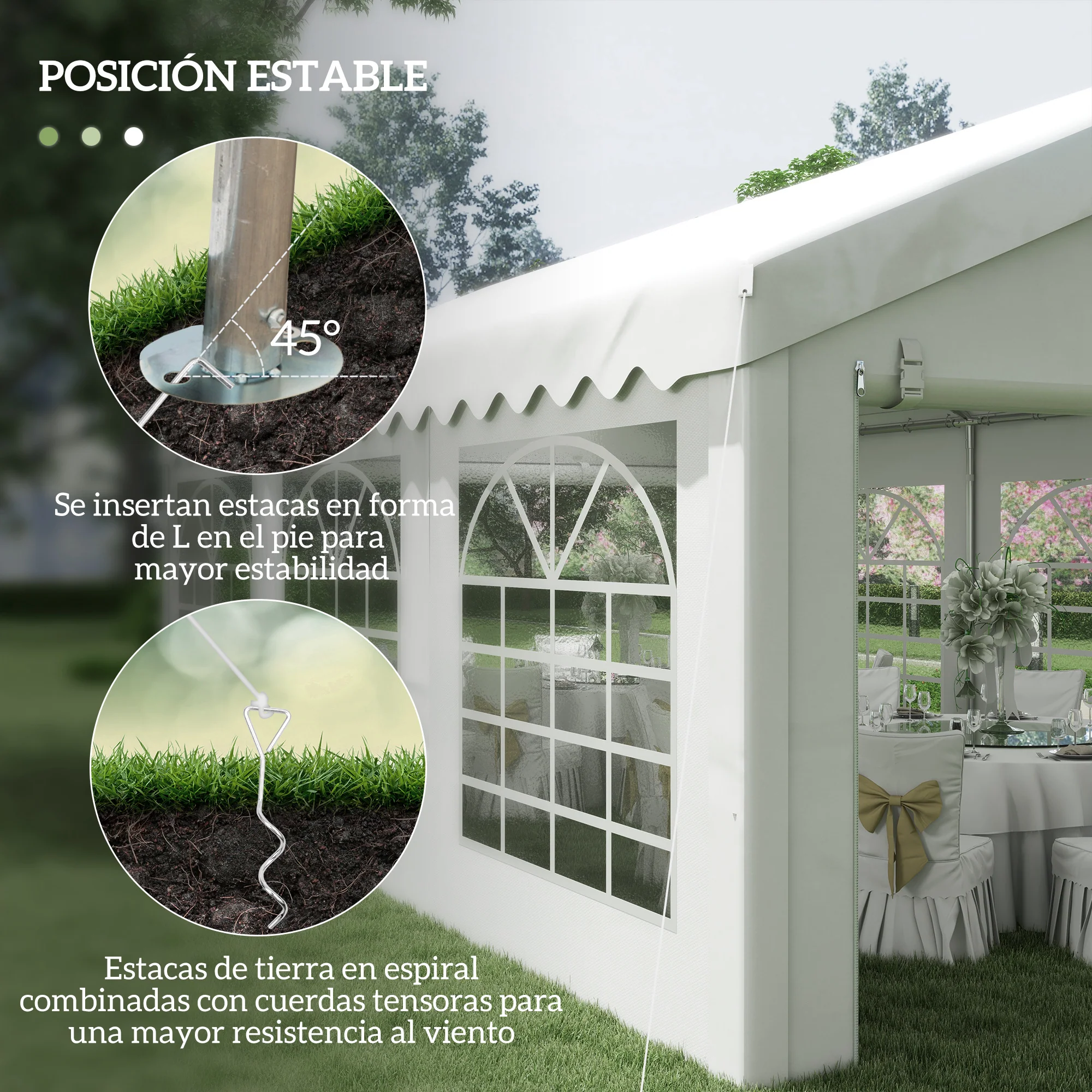 Outsunny Carpa 6x4x2.8m Acero Galvanizado Pabellon Carpas Boda Gazebo Cenador - Image 6