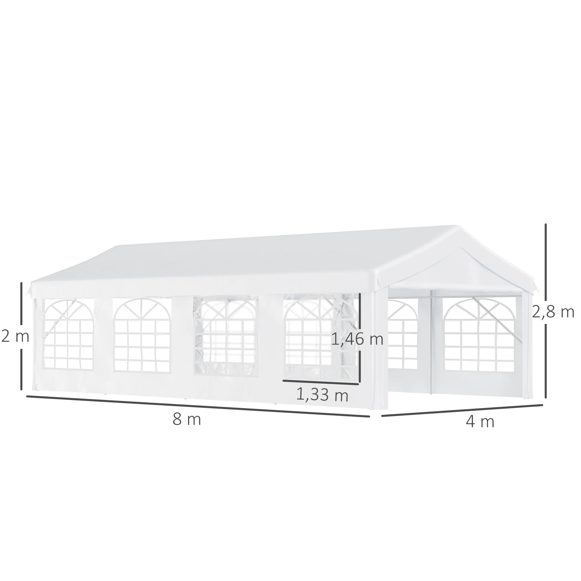 Outsunny Carpa 8x4x2,8m Acero Galvanizado Pabellón Carpas Boda Gazebo Cenador - Image 3