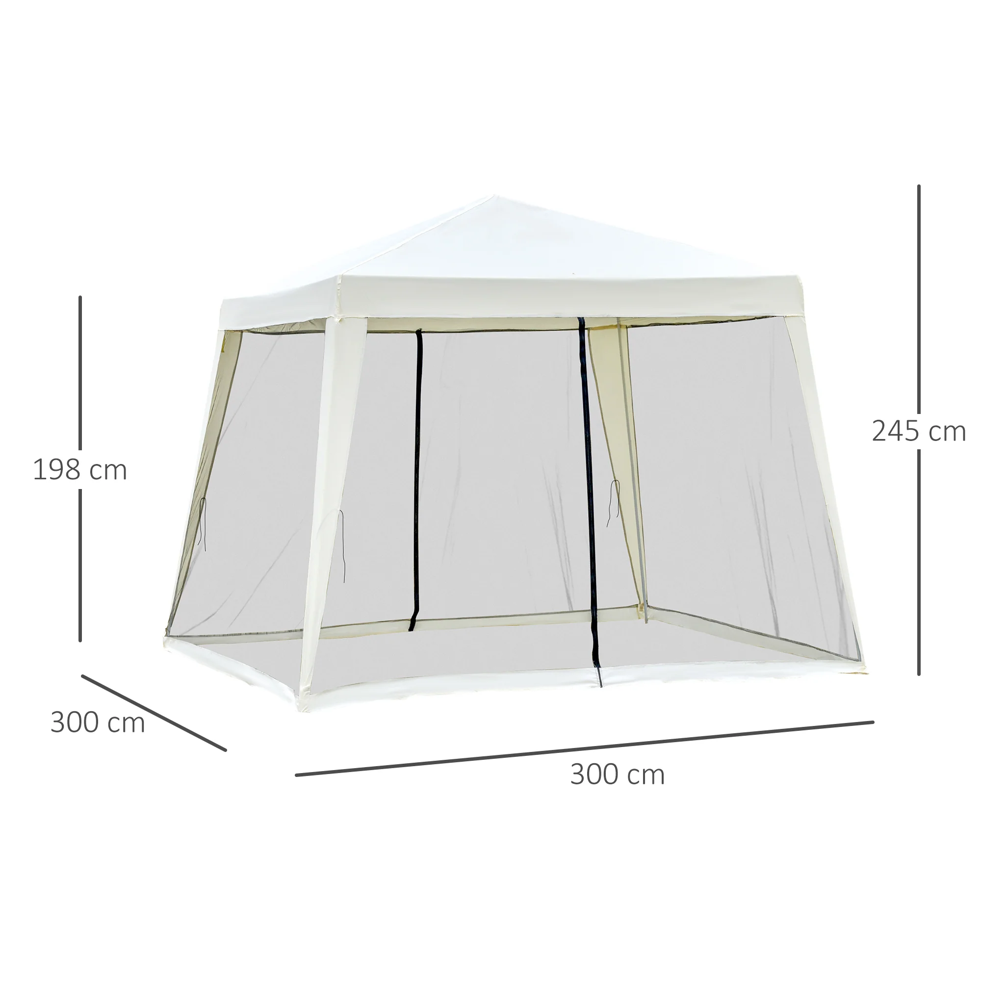 Outsunny Carpa De Jardín 3x3 M Con 4 Paredes Laterales Mosquitera Exterior Crema - Image 3