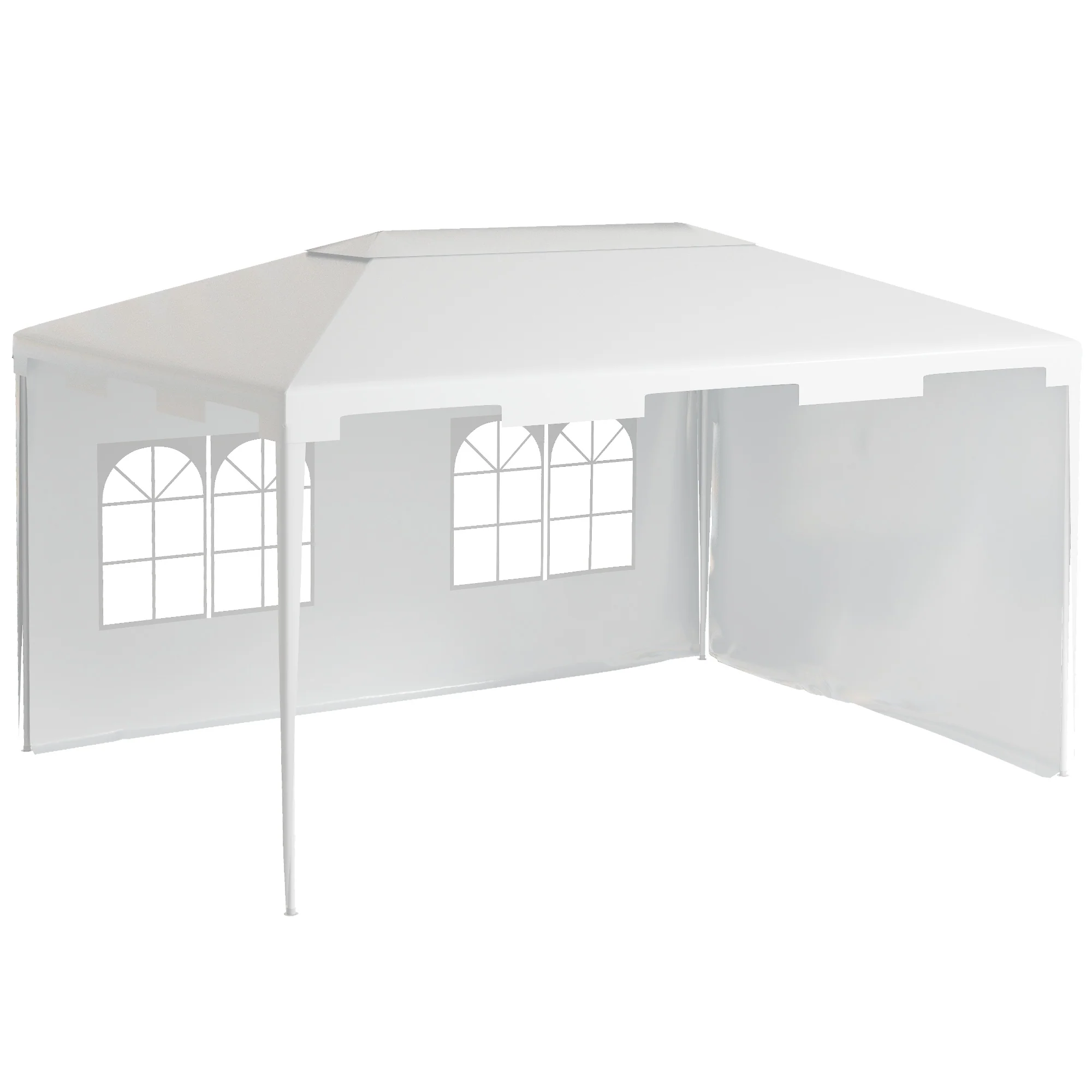 Outsunny Carpa De Jardín 4x3 M Con 2 Laterales 2 Ventanas Anti-uv Blanco